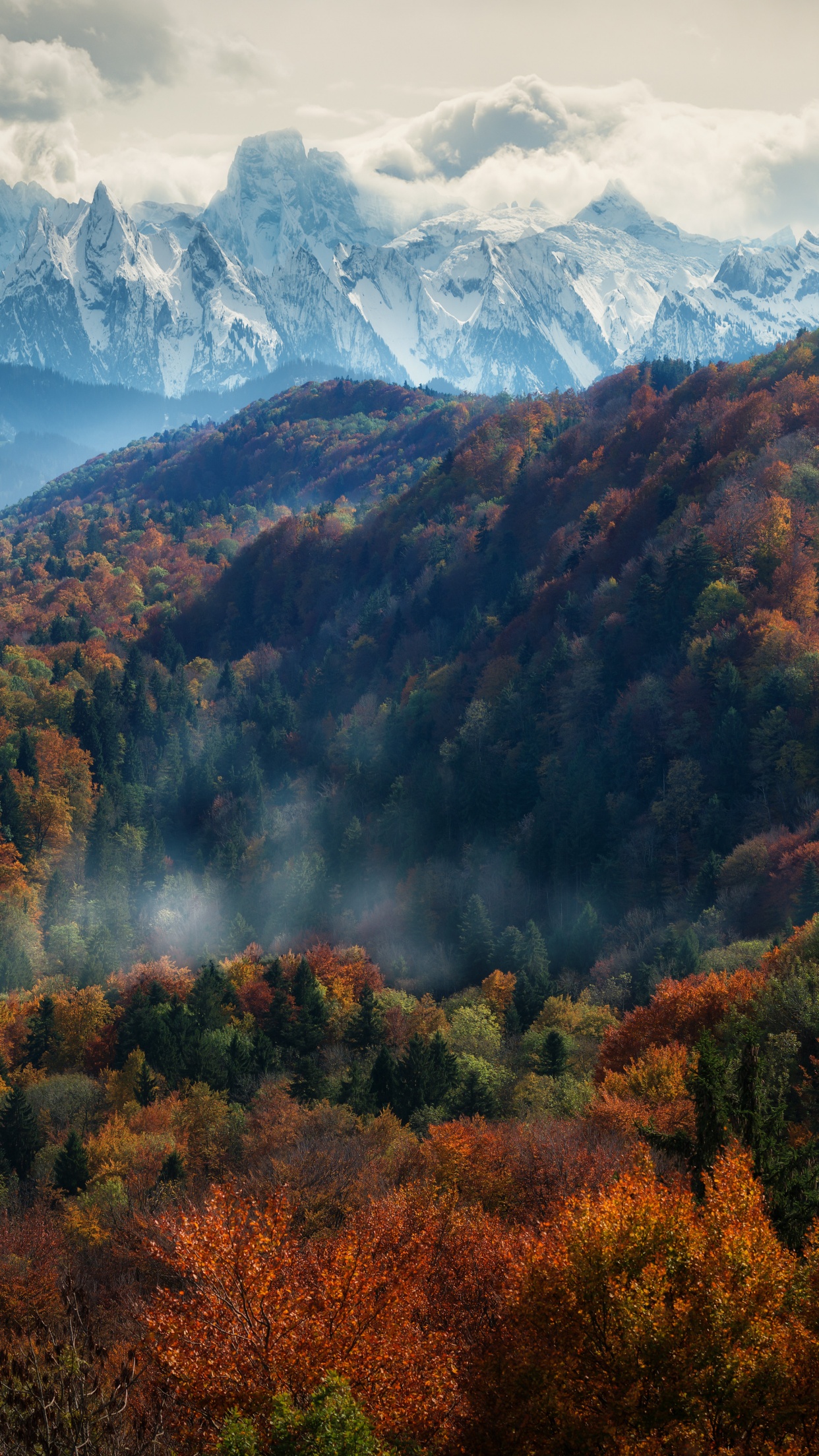 Alps mountains Wallpaper 4K, Autumn, Snow covered, Mountain range, Europe, Nature