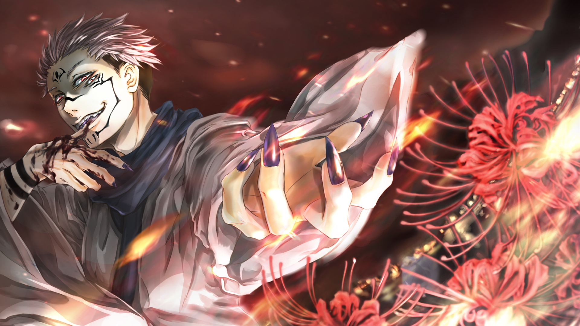 Boy Jujutsu Kaisen Pink Hair Red Eyes Sukuna HD Jujutsu Kaisen Wallpaper