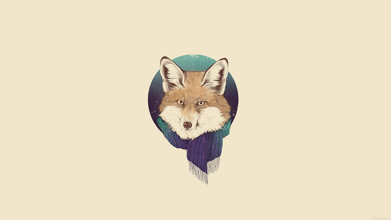 wallpaper for desktop, laptop. little fox winter illust art minimal