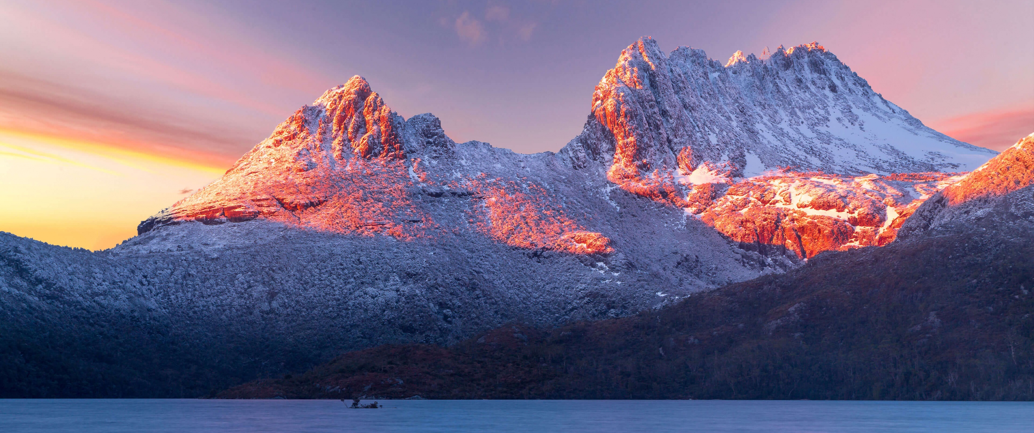 Cradle Mountain Wallpaper 4K, Tasmania, Winter, Sunlight, Morning, Cold, Nature