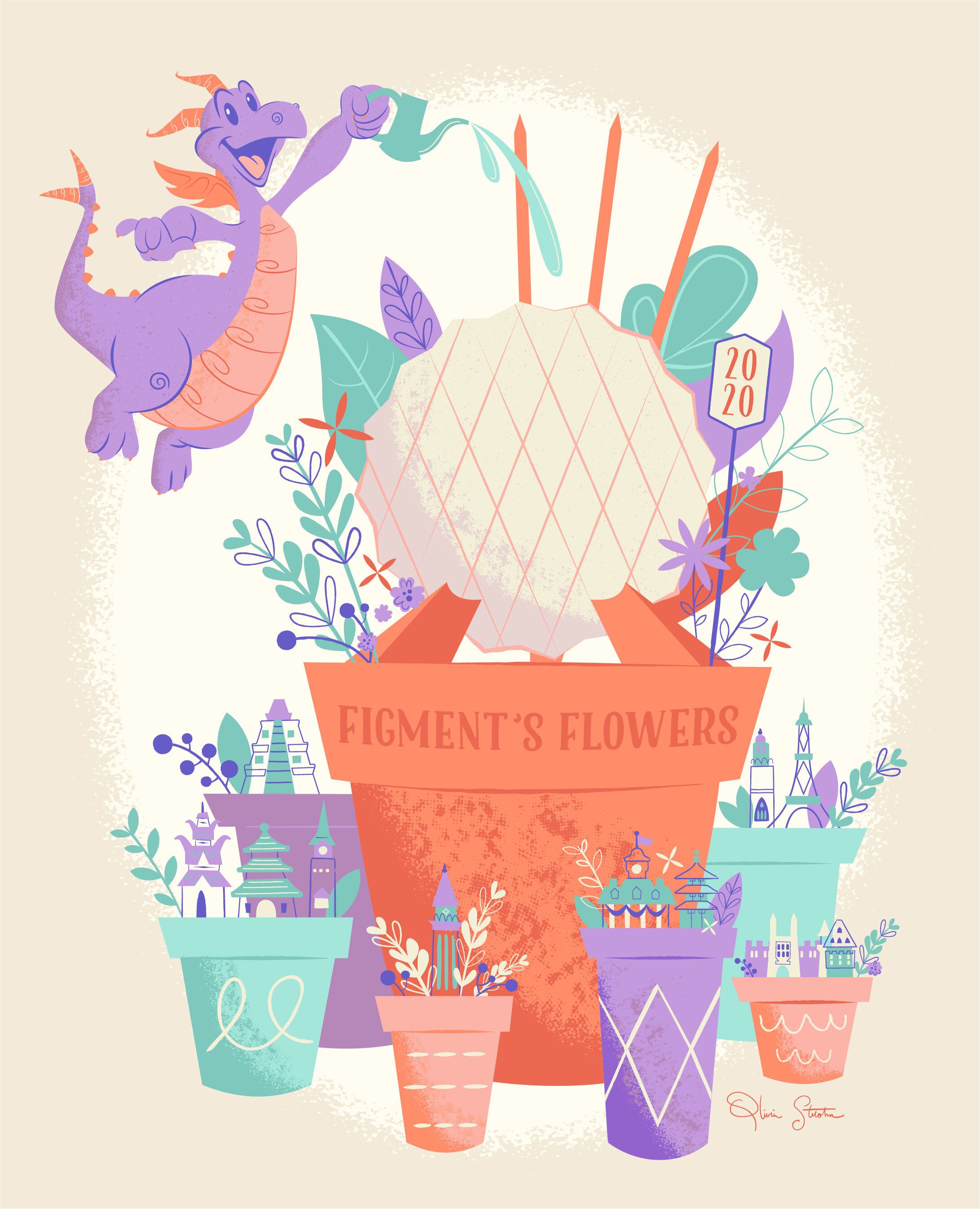 Figment's Flowers. Disney artwork, Disney posters, Figment disney