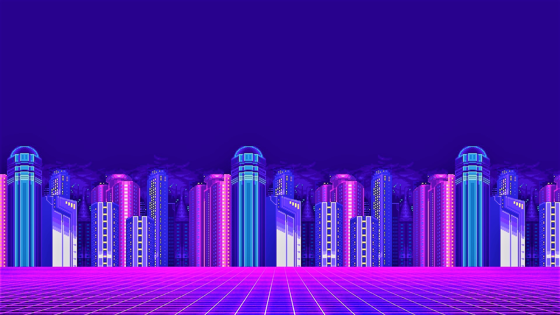 1920x1080 City, Pixel Art, Artistic, Neon, Building, Colorful wallpaper JPG