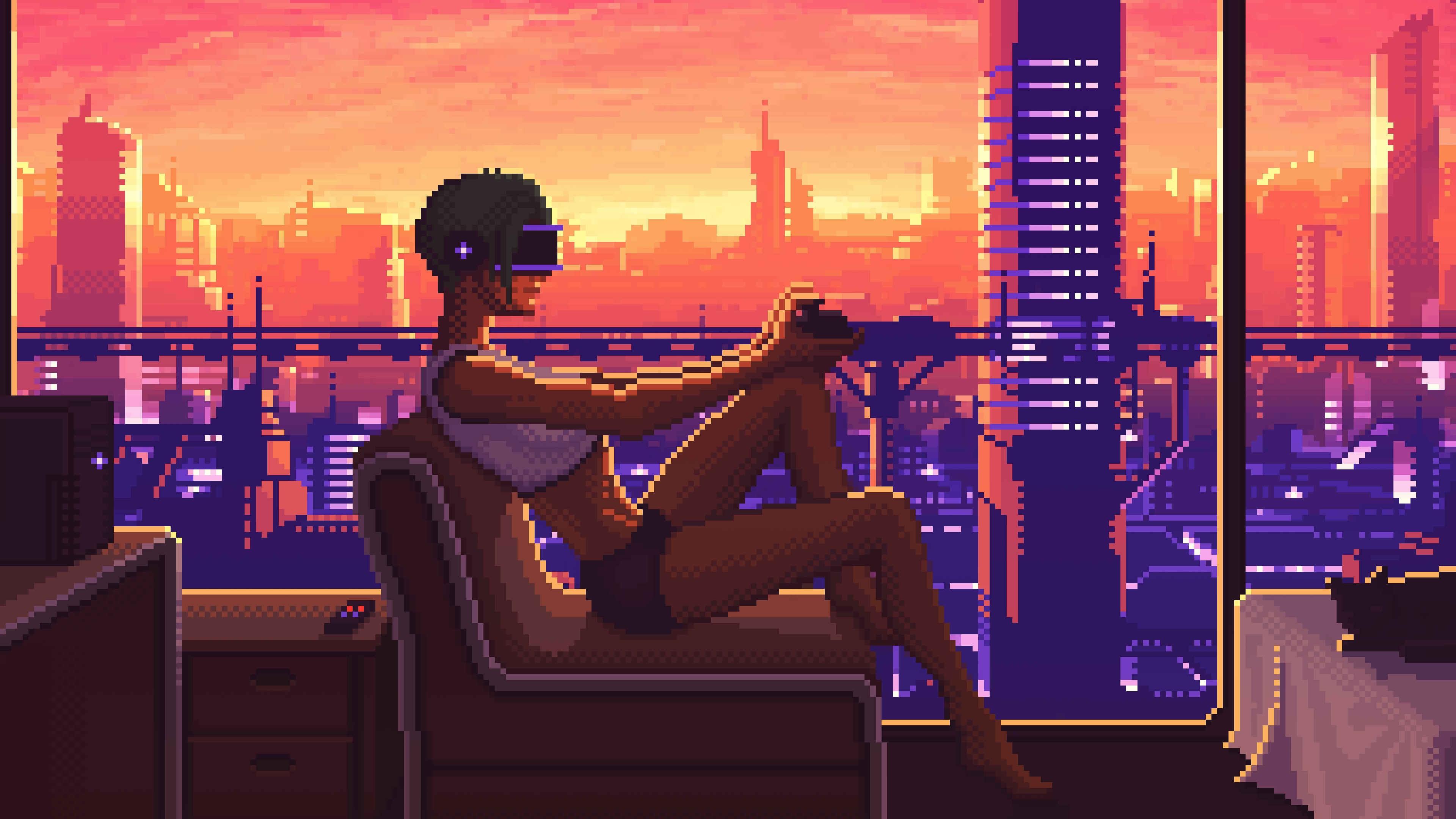Cityscape Pixel Art Pixels Artwork Futuristic Science Fiction Futuristic City Sunset Concept Art Digital Art Fan Art Cyber Cyberpunk