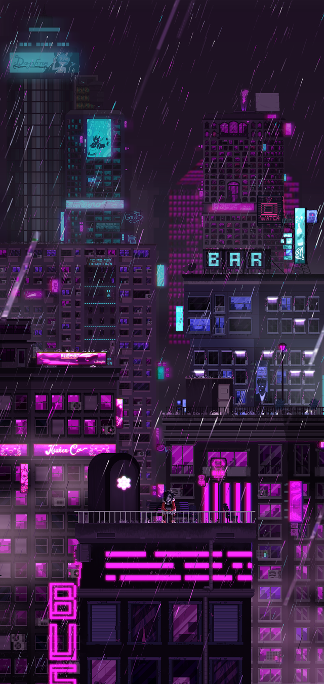Pixel city I did for a commission :). Pixel city, Cool pixel art, City wallpaper