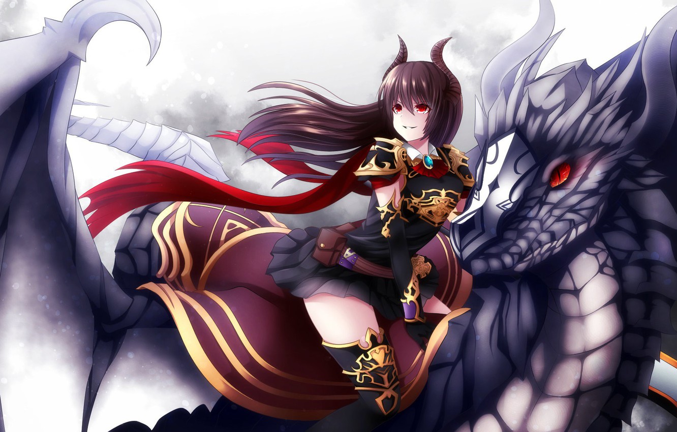 Anime Girl With Dragon Wallpaper