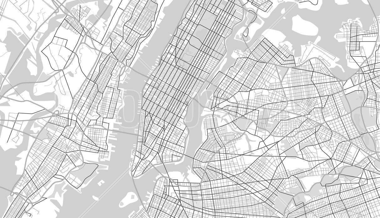 New York Map BW