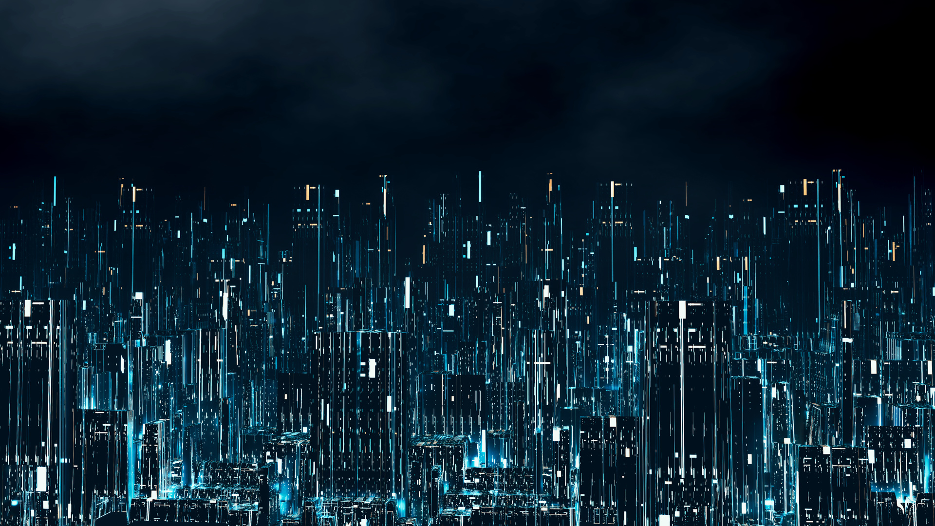 Wall mural 3D digital city at night, virtual reality, business intelligence, wall mural for the office