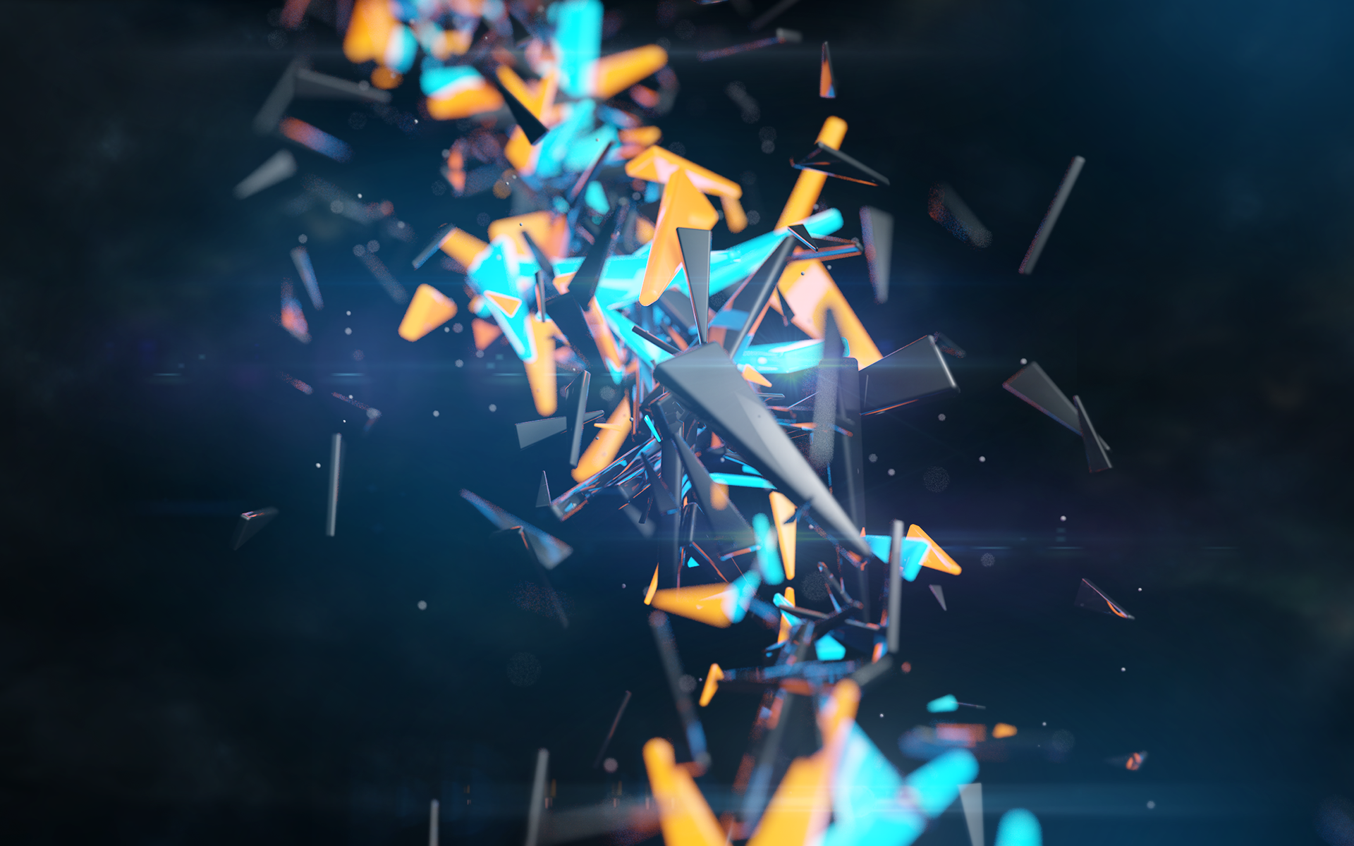 #Photoshop, #abstract, #dark, #Spec Art, #black, #bright, #shattered, #blue, #shards, #blurred, #yellow, D, #shapes, #digital art, #shining, wallpaper HD Wallpaper
