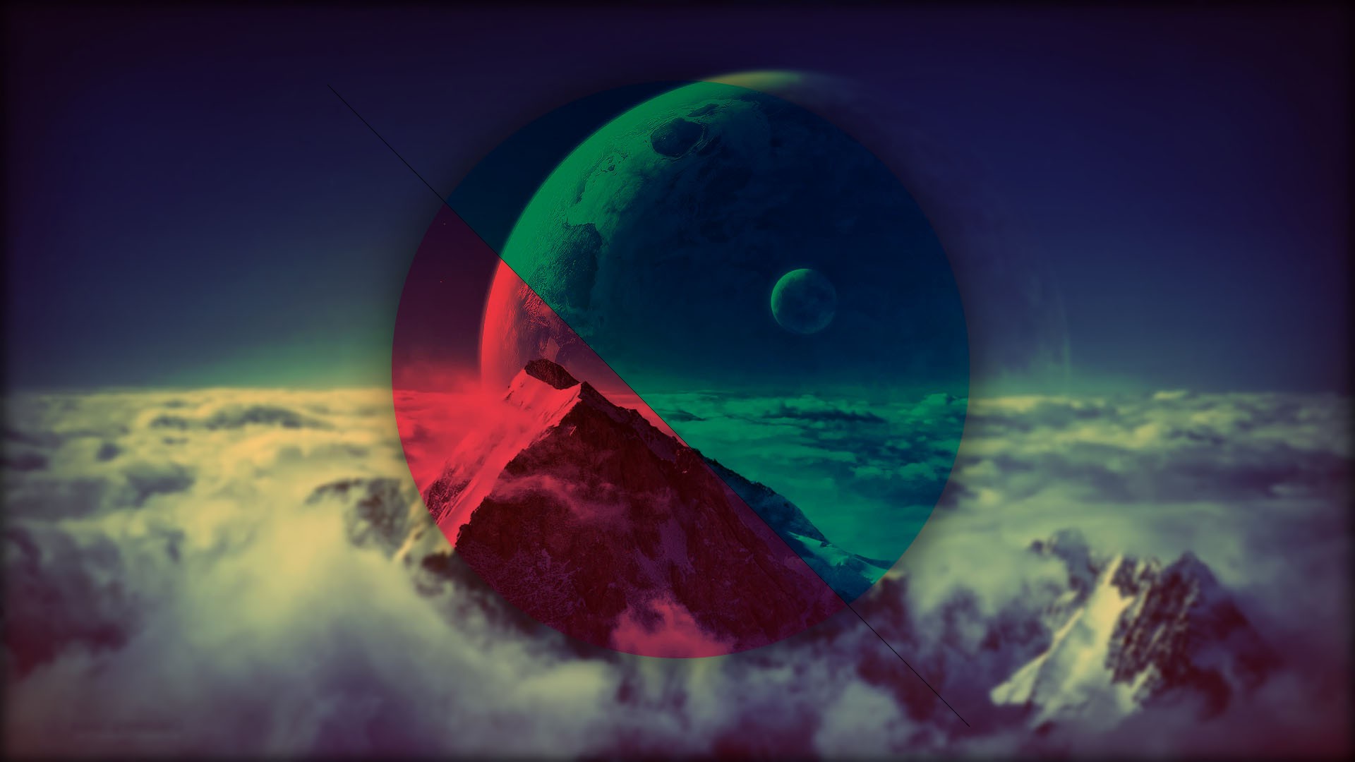 planet, Circle, Geometry, Colorful, Mountain, Space, Shapes, Polyscape, Vignette Wallpaper HD / Desktop and Mobile Background