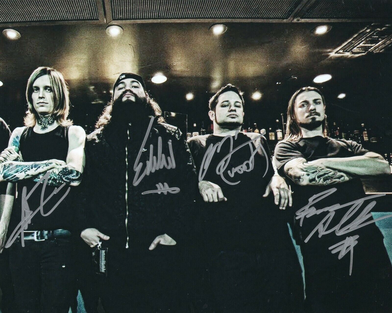 Group Signed 8x10 Photo w/ COA All Shall Perish Band Hate Malice Revenge Collectible Memorabilia