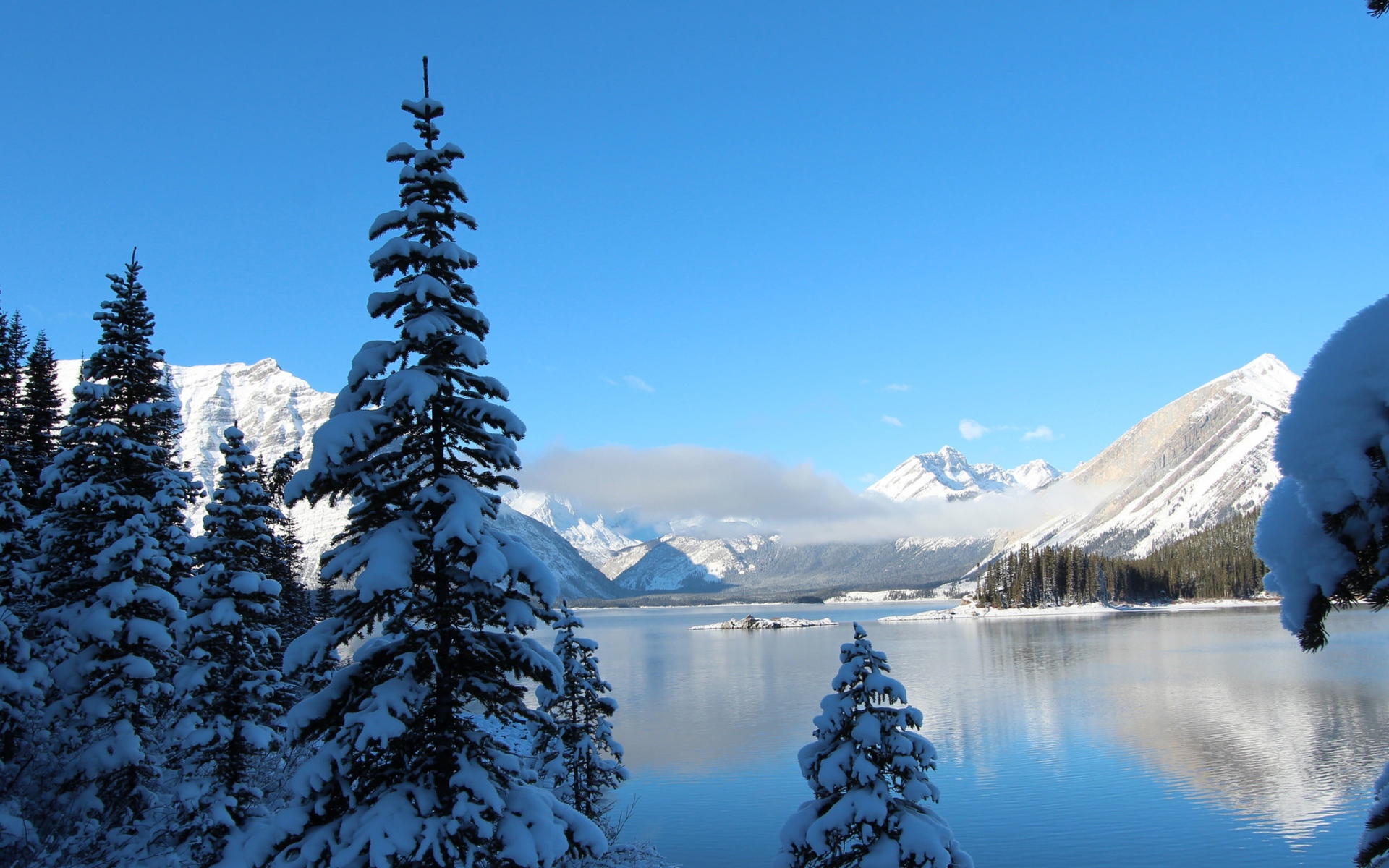 Winter Snow Lake Mountain 1080P Resolution HD 4k Wallpaper, Image, Background, Photo and Picture