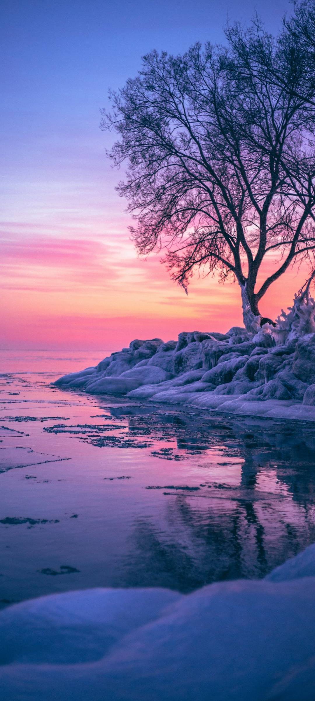 Winter Snow River Wallpaper