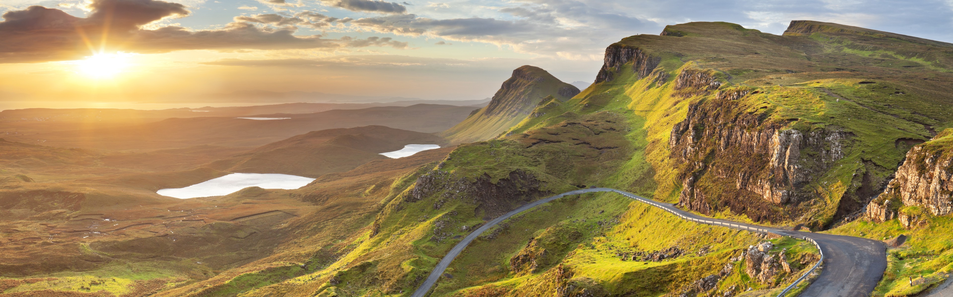 Wallpaper, landscape, hill, nature, coast, cliff, panorama, fjord, mountain pass, Alps, plateau, ridge, Terrain, 3840x1200 px, mountainous landforms, landform, mountain range, fell 3840x1200