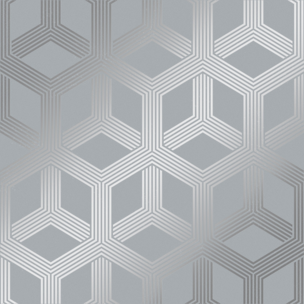 I Love Wallpaper Hexa Geometric Wallpaper Grey, Silver from I Love Wallpaper UK