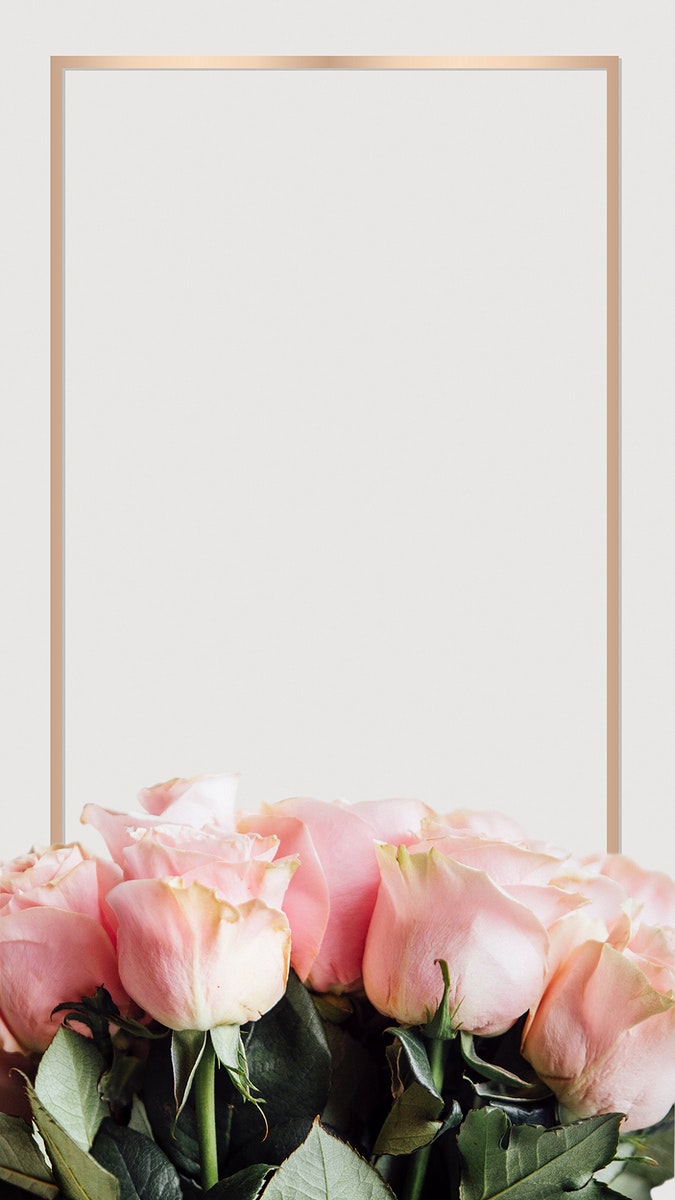Frame with light pink roses