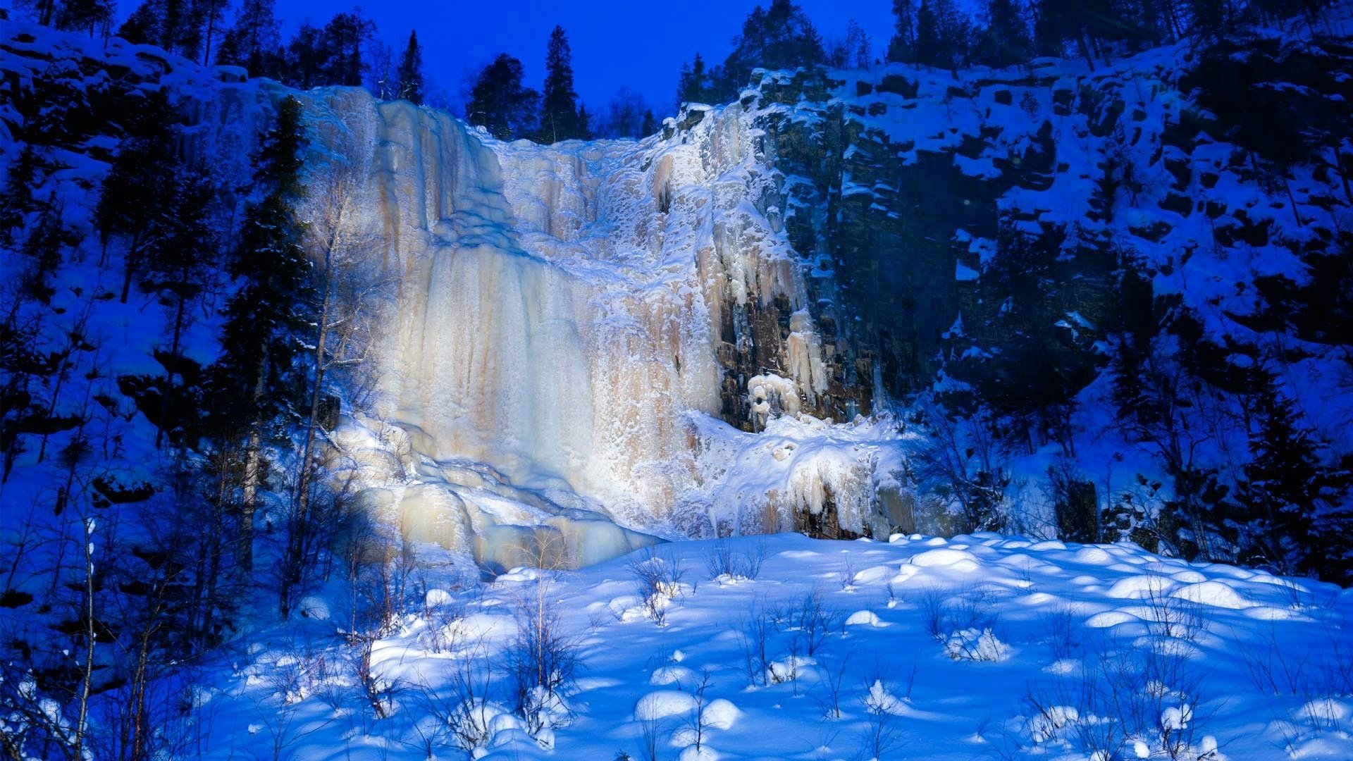 Wallpaper Korouoma, Finland, snow, waterfall, winter, ice 1920x1080 Full HD 2K Picture, Image