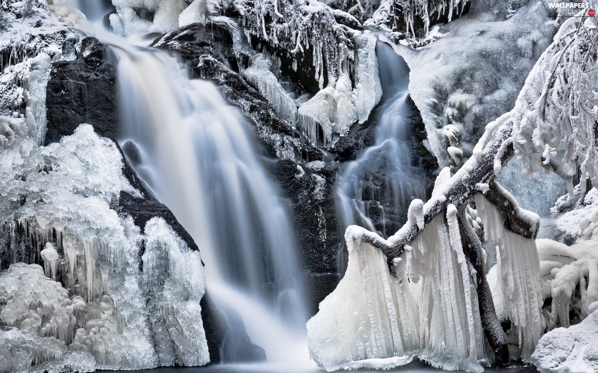 ice, icicle, winter, waterfall HD Wallpaper: 1920x1200