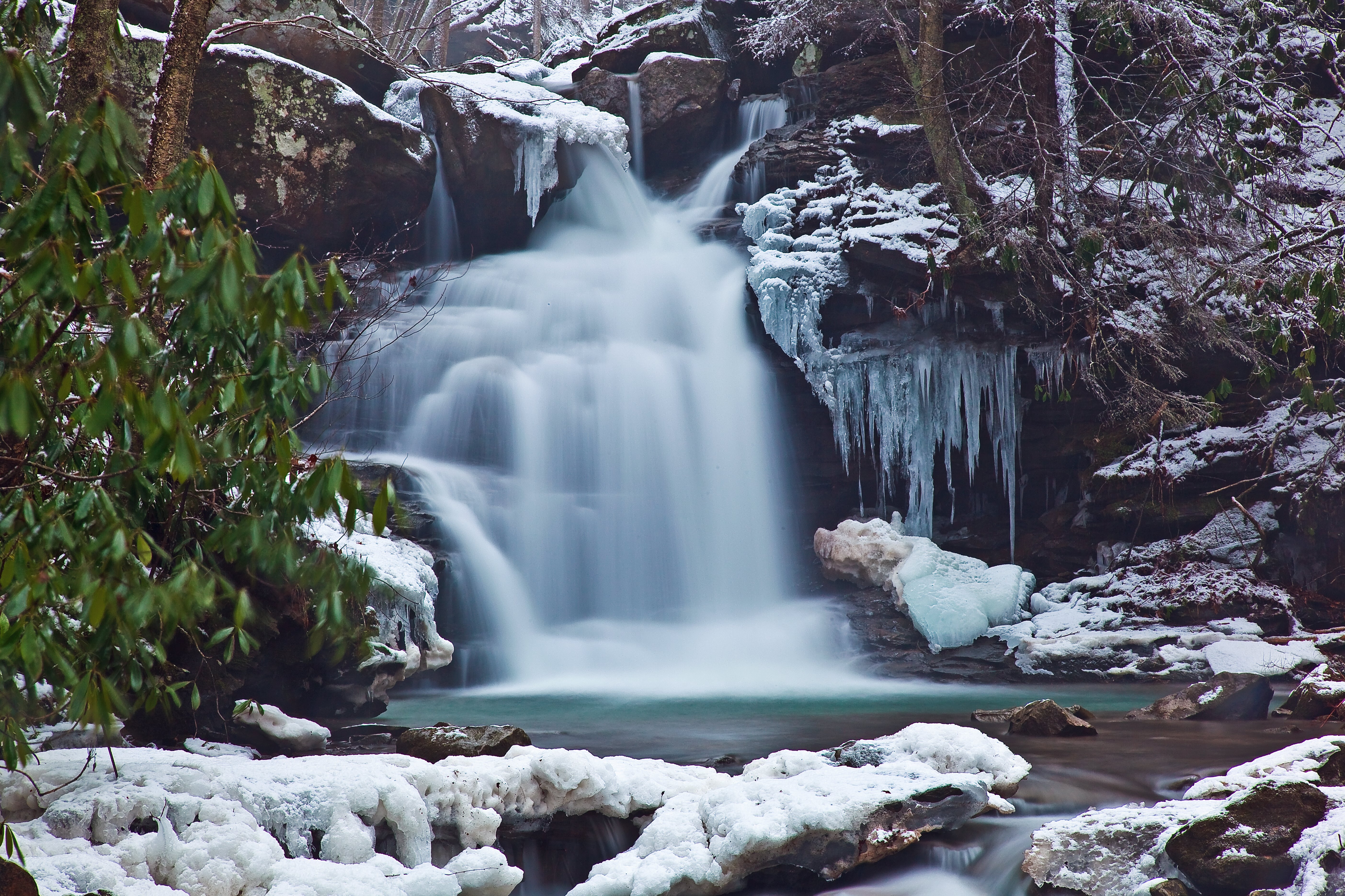 Free photo: Ice Forest Waterfall, Scene, Rugged