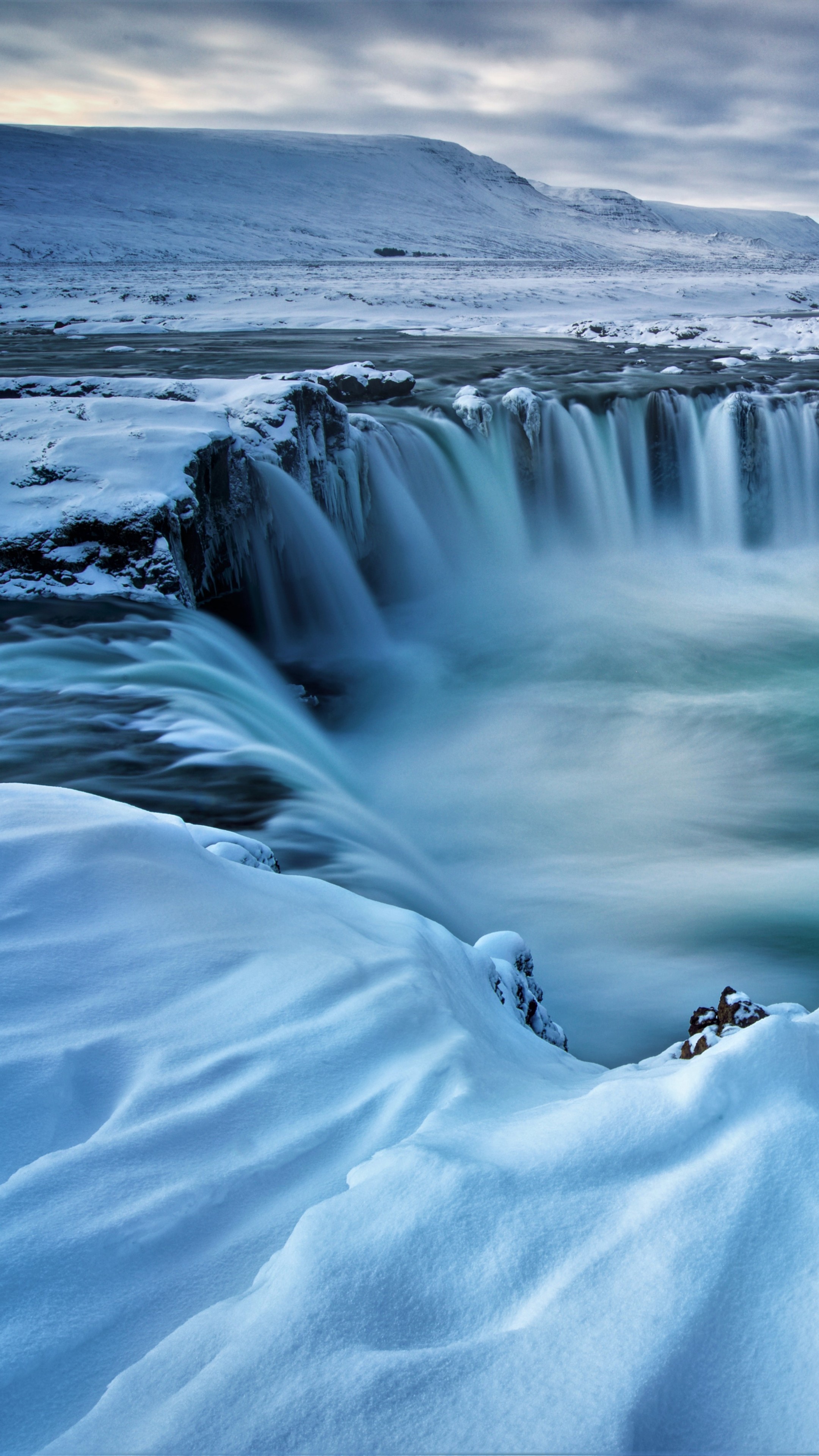 Wallpaper Godafoss, waterfall, winter, Iceland, 5k, Nature