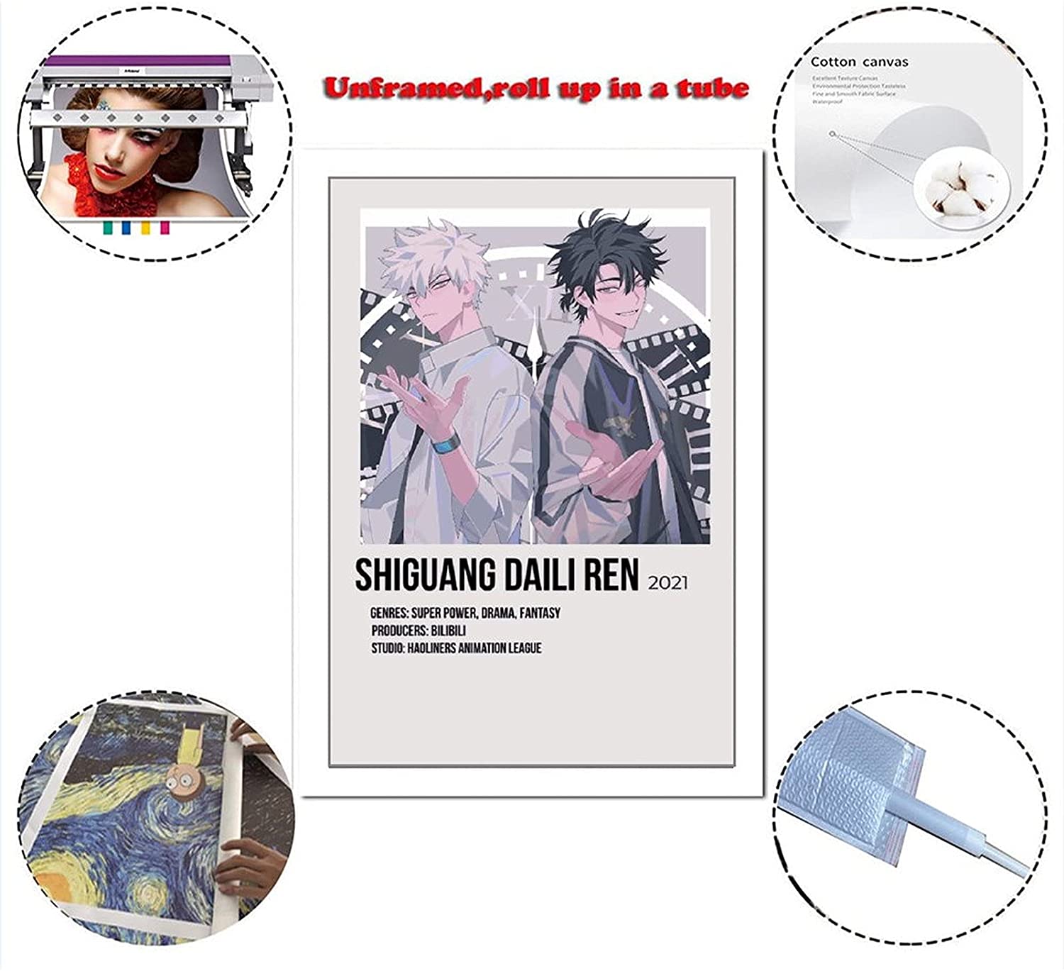 GHDR Anime Movie Poster Shiguang Daili Ren 90s Room Aesthetics Poster Decorative Painting Canvas Wall Art Living Room Posters Bedroom Painting 20×30inch(50×75cm): Posters & Prints