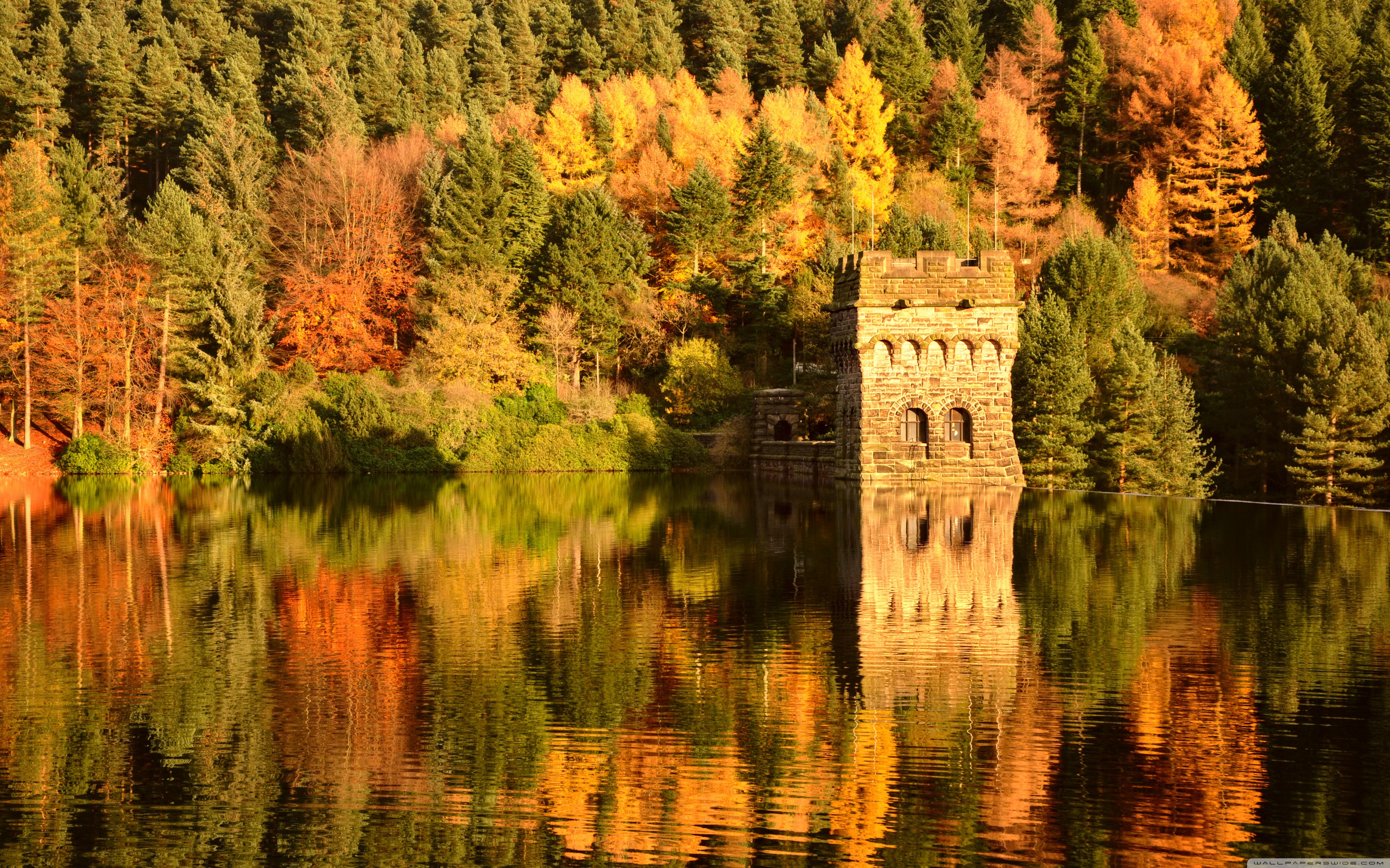 Small Lake Fortress, Autumn Ultra HD Desktop Background Wallpaper for 4K UHD TV, Multi Display, Dual Monitor, Tablet