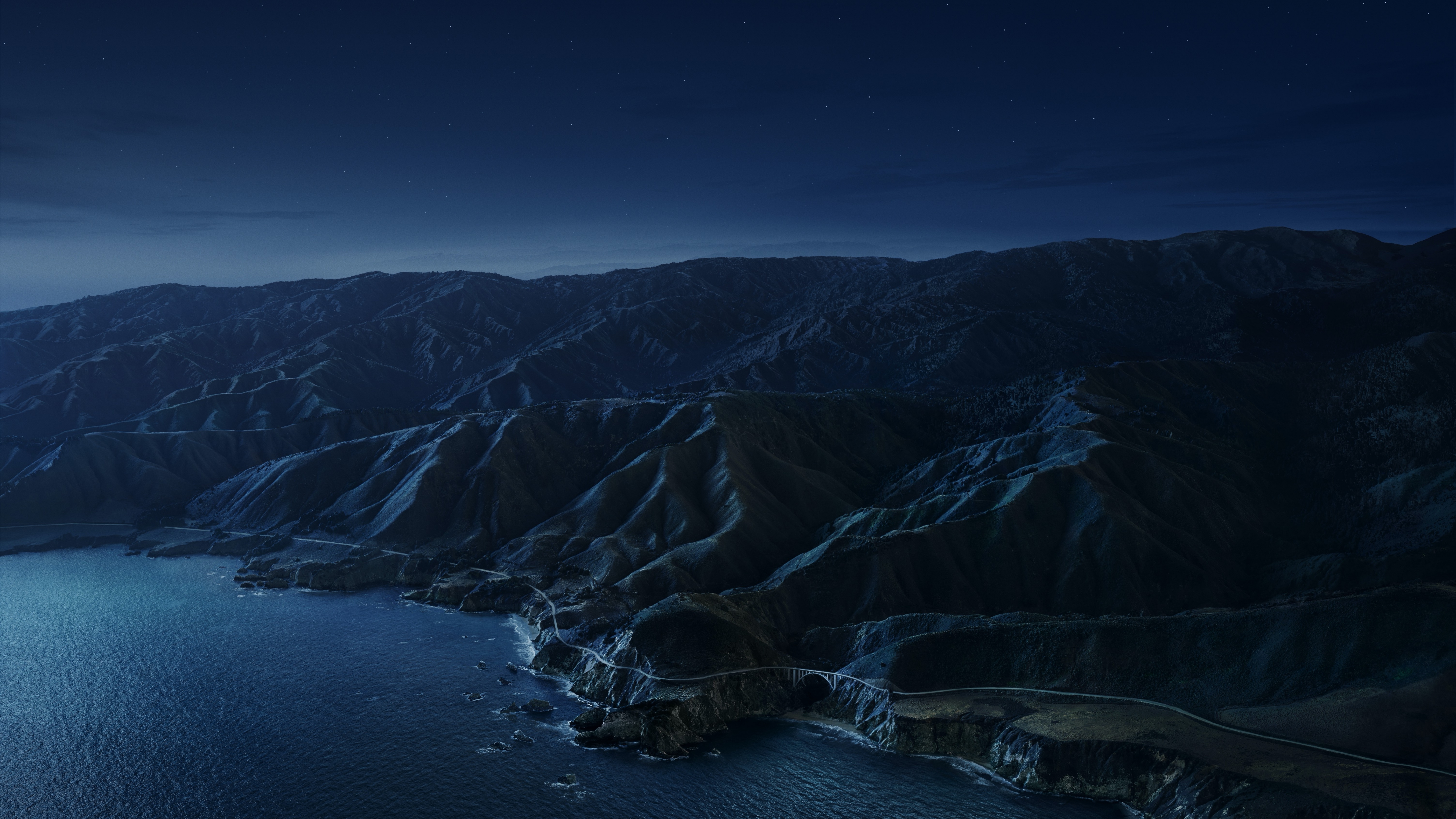 Big Sur Wallpaper 4K, Mountains, Night, Dark, Nature