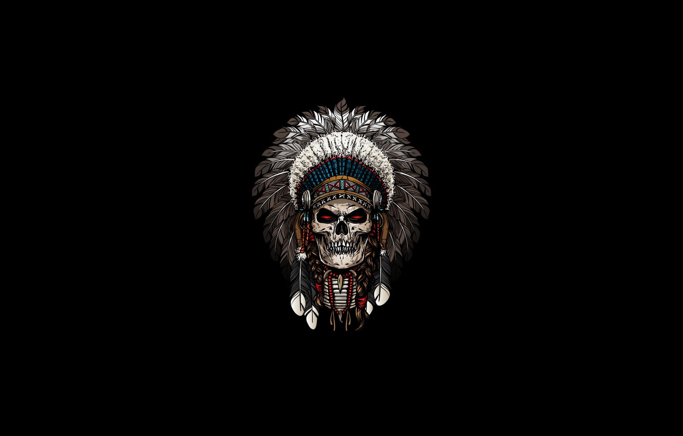 Wallpaper Minimalism, Skull, Style, Background, Art, Art, Style, Sake, Background, Indian, Minimalism, Indian, Theresia by Theresia Feather Headdress, Warbonnet image for desktop, section минимализм