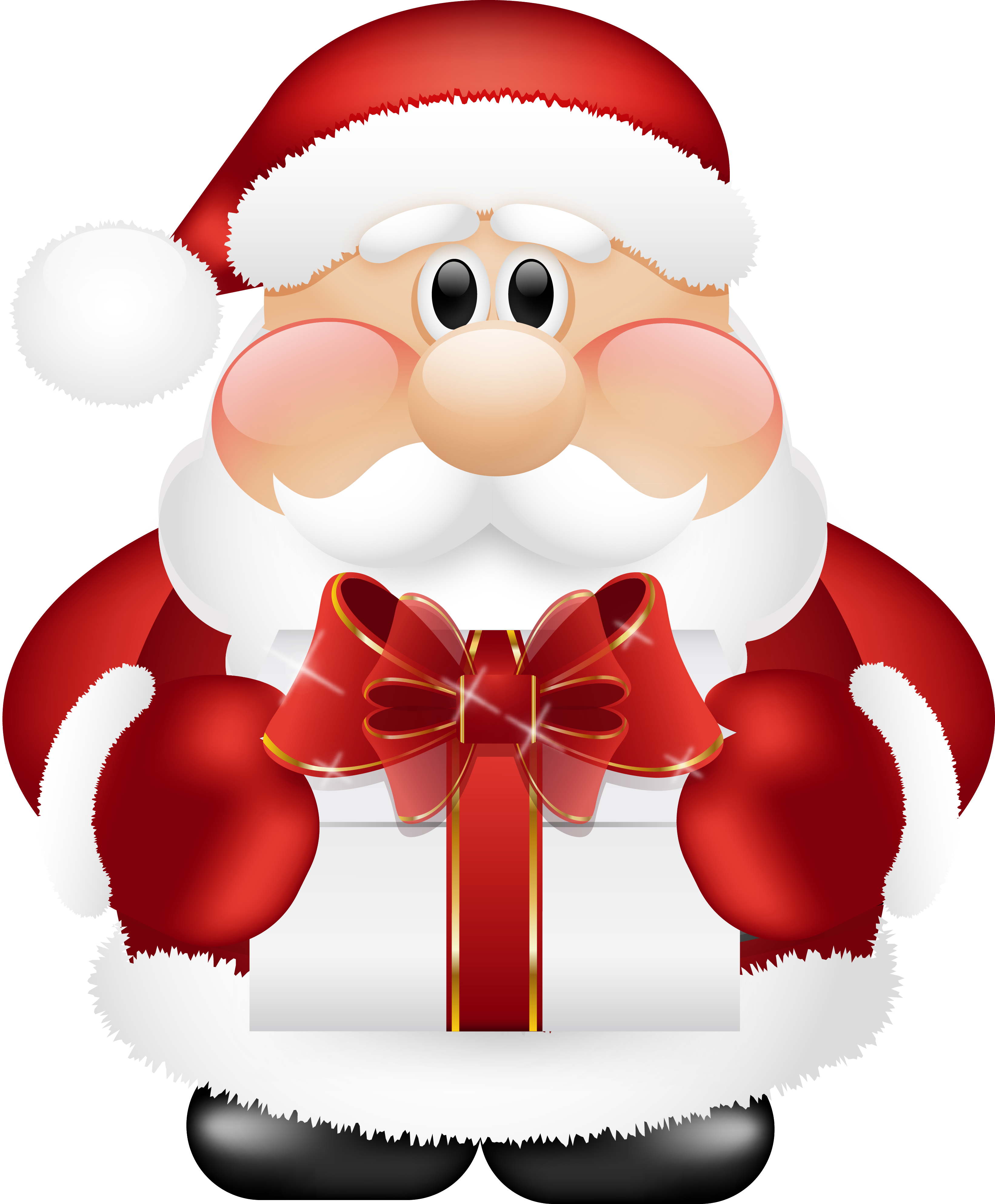Cute Santa Claus with Gift PNG Clipart​-Quality Image and Transparent PNG Free Clipart
