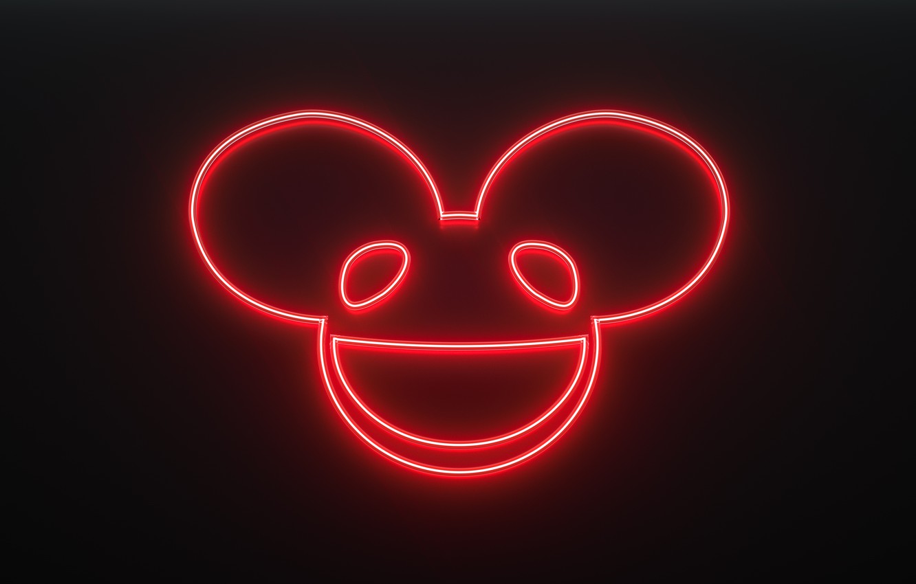 Wallpaper logo, DJ, neon, Deadmau EDM, DJ image for desktop, section музыка