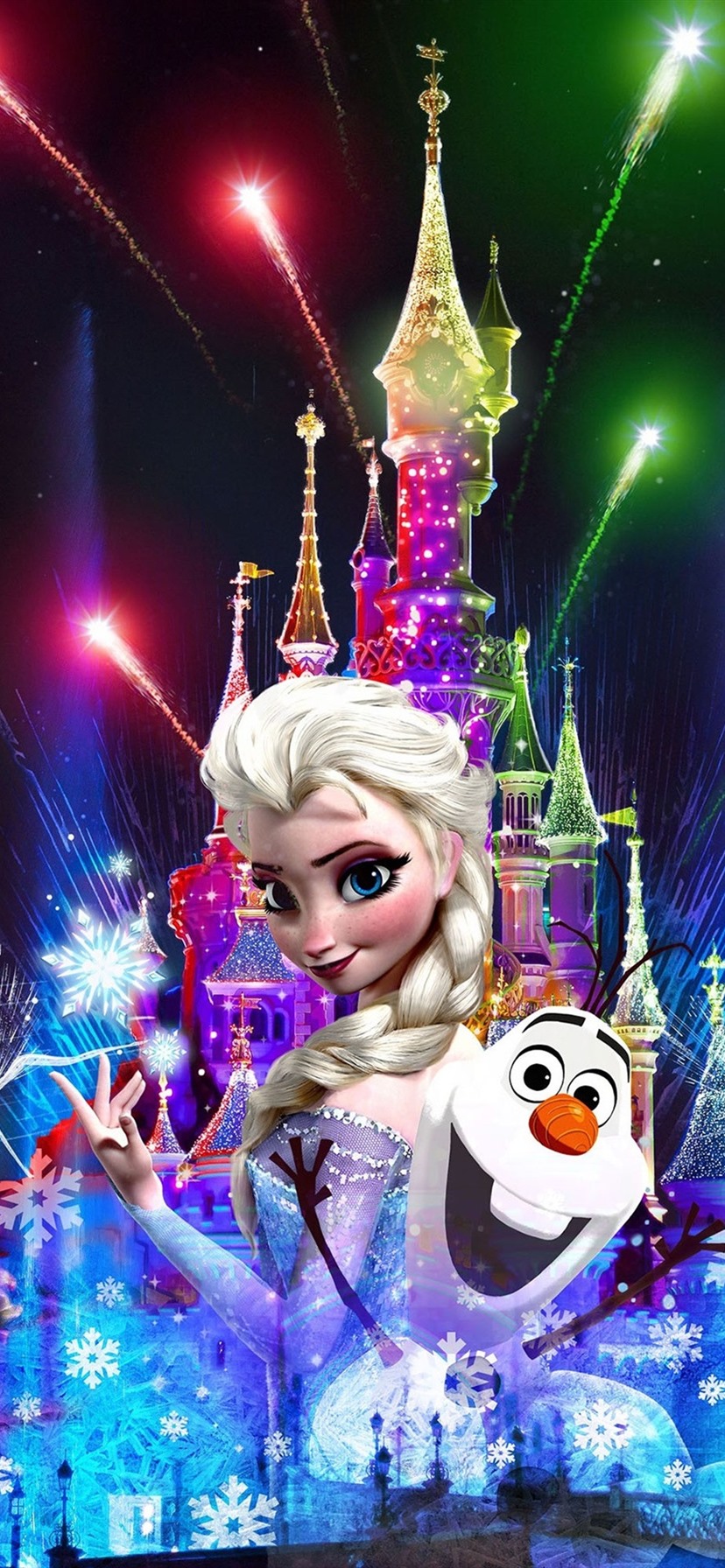 France, Paris, Disneyland At Night, Beautiful Fireworks, Christmas 1080x1920 IPhone 8 7 6 6S Plus Wallpaper, Background, Picture, Image