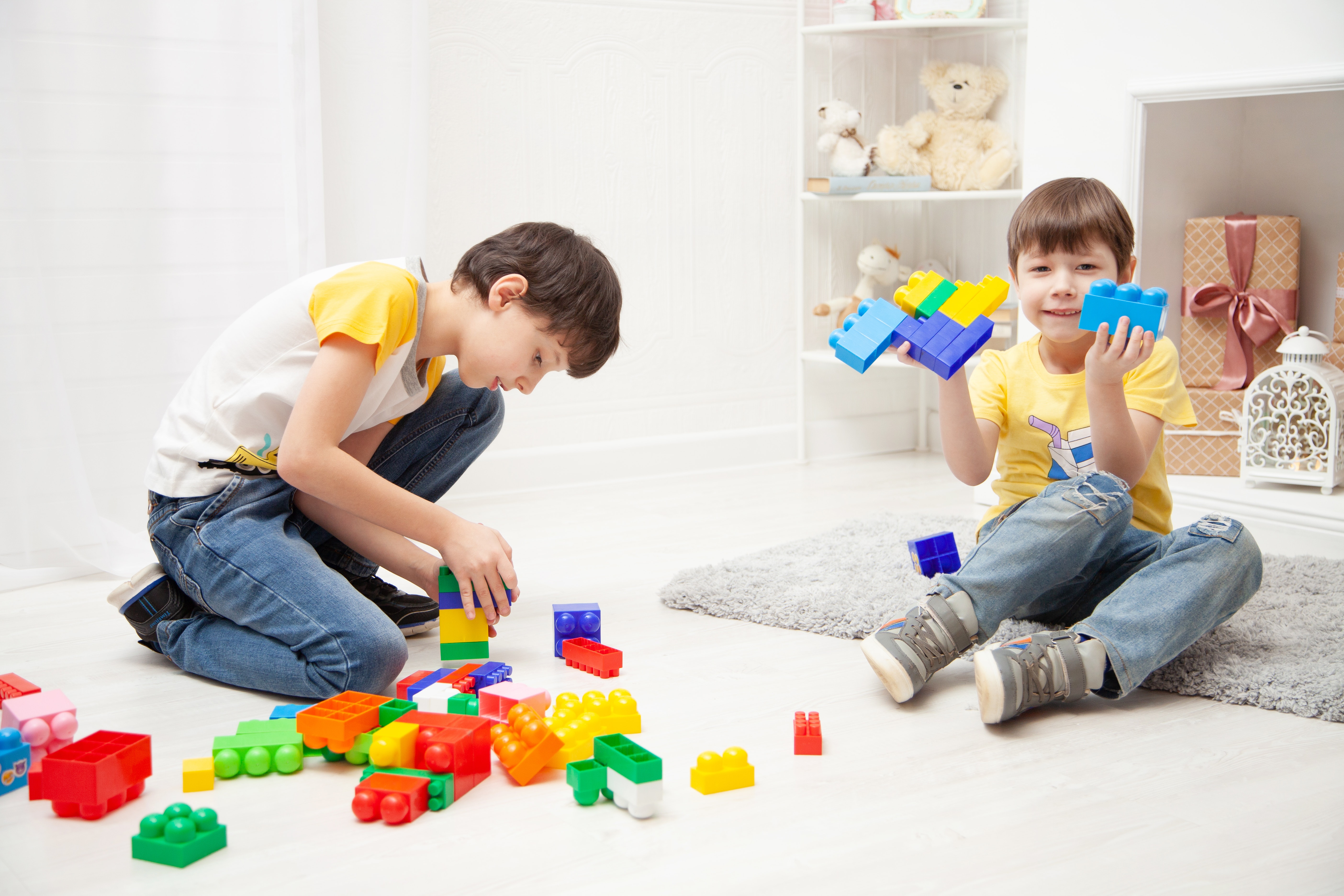 Boys Playing With Building Blocks · Free