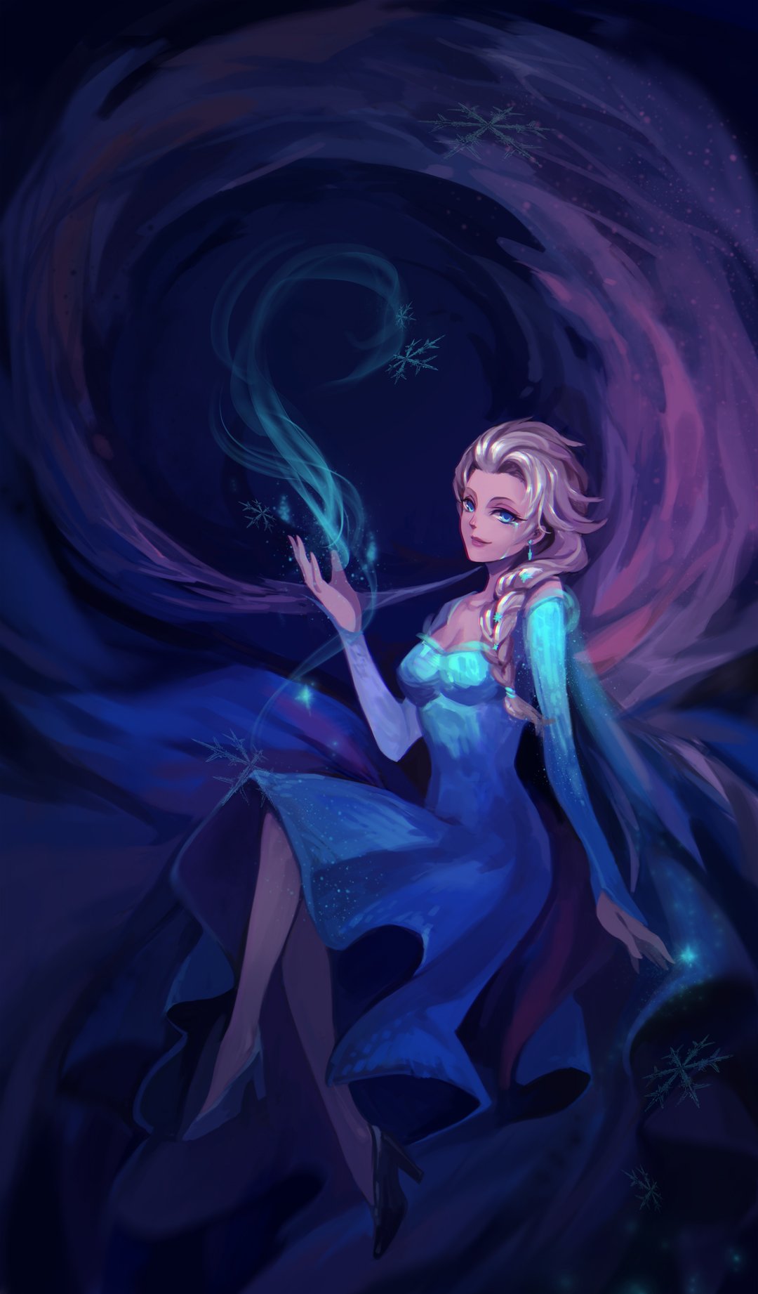 1080x1842 princess elsa cartoon frozen movie fan art wallpaper