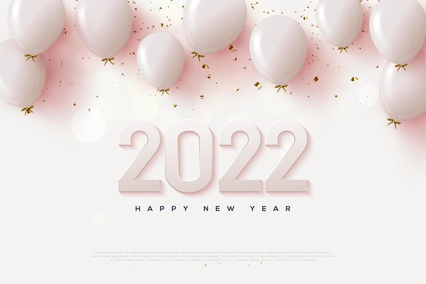 Happy new year 2022 with 3D balloons