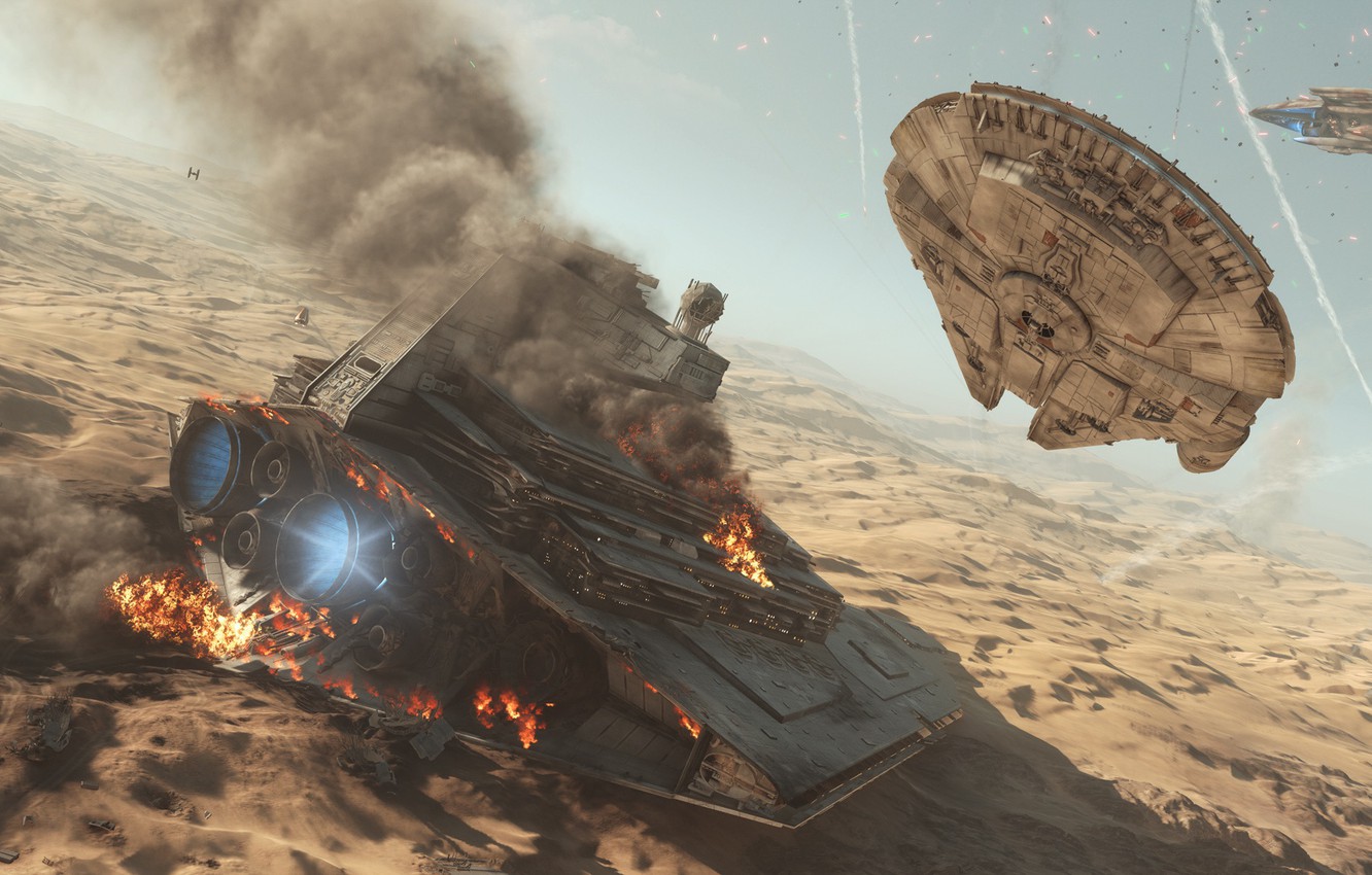 Wallpaper game, Star Destroyer, Star Destroyer, Electronic Arts, DICE, Millennium Falcon, Millennium Falcon, Battle of Jakku, star wars battlefront, Battle for Jakku image for desktop, section игры