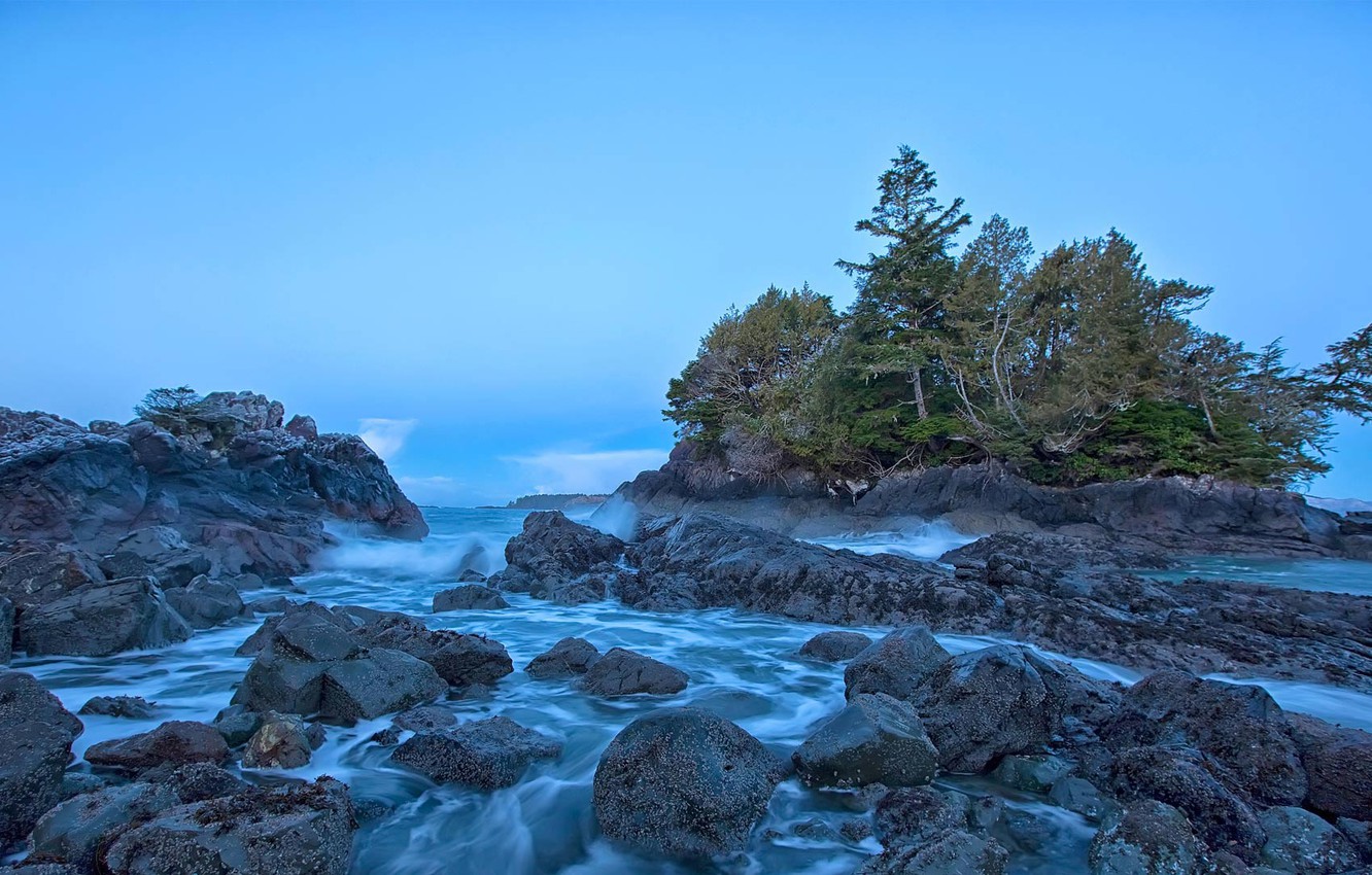 Wallpaper sea, trees, rocks, Canada, Vancouver island image for desktop, section природа