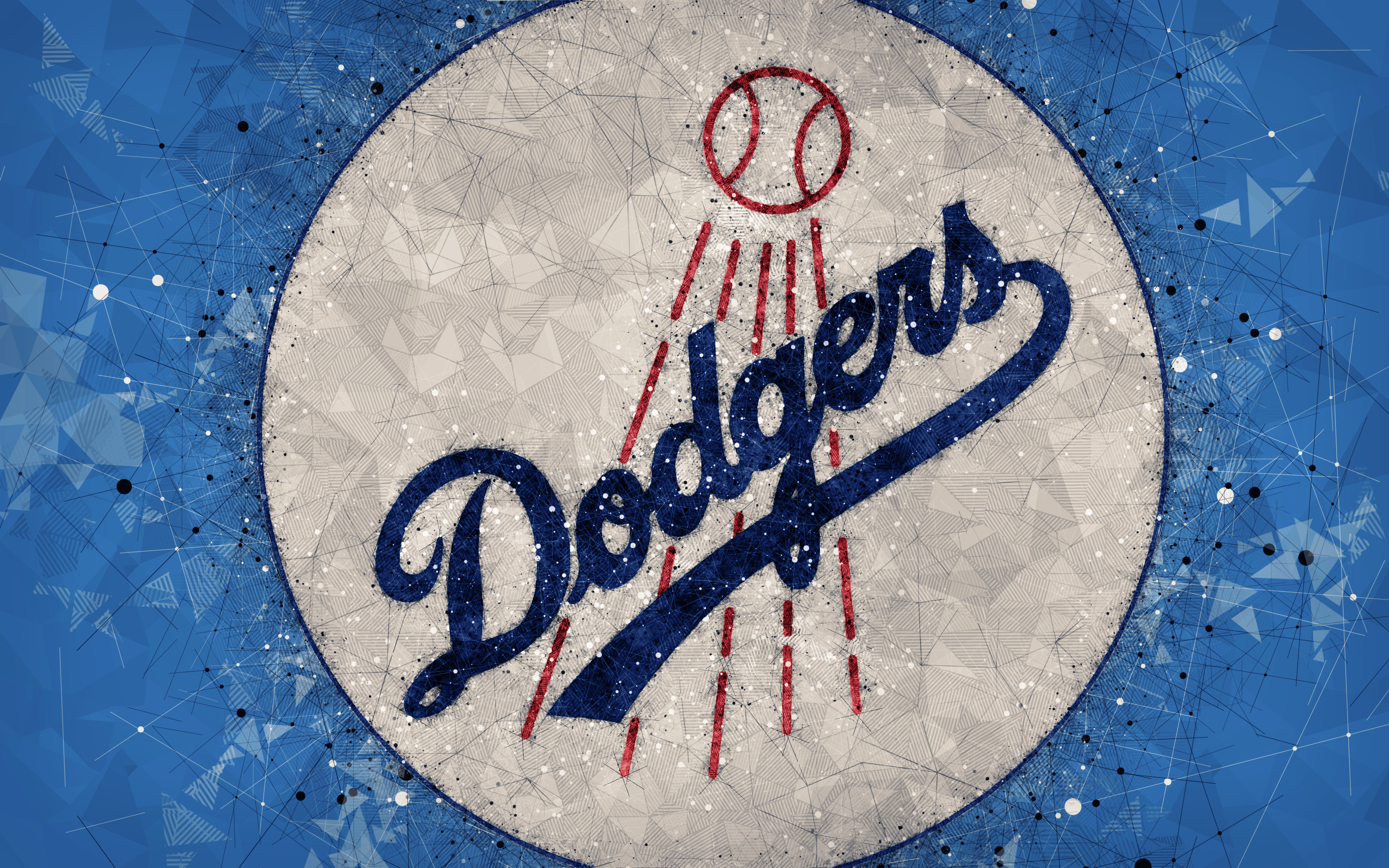 Download Dodgers Logo Small Baseball Red Wallpaper