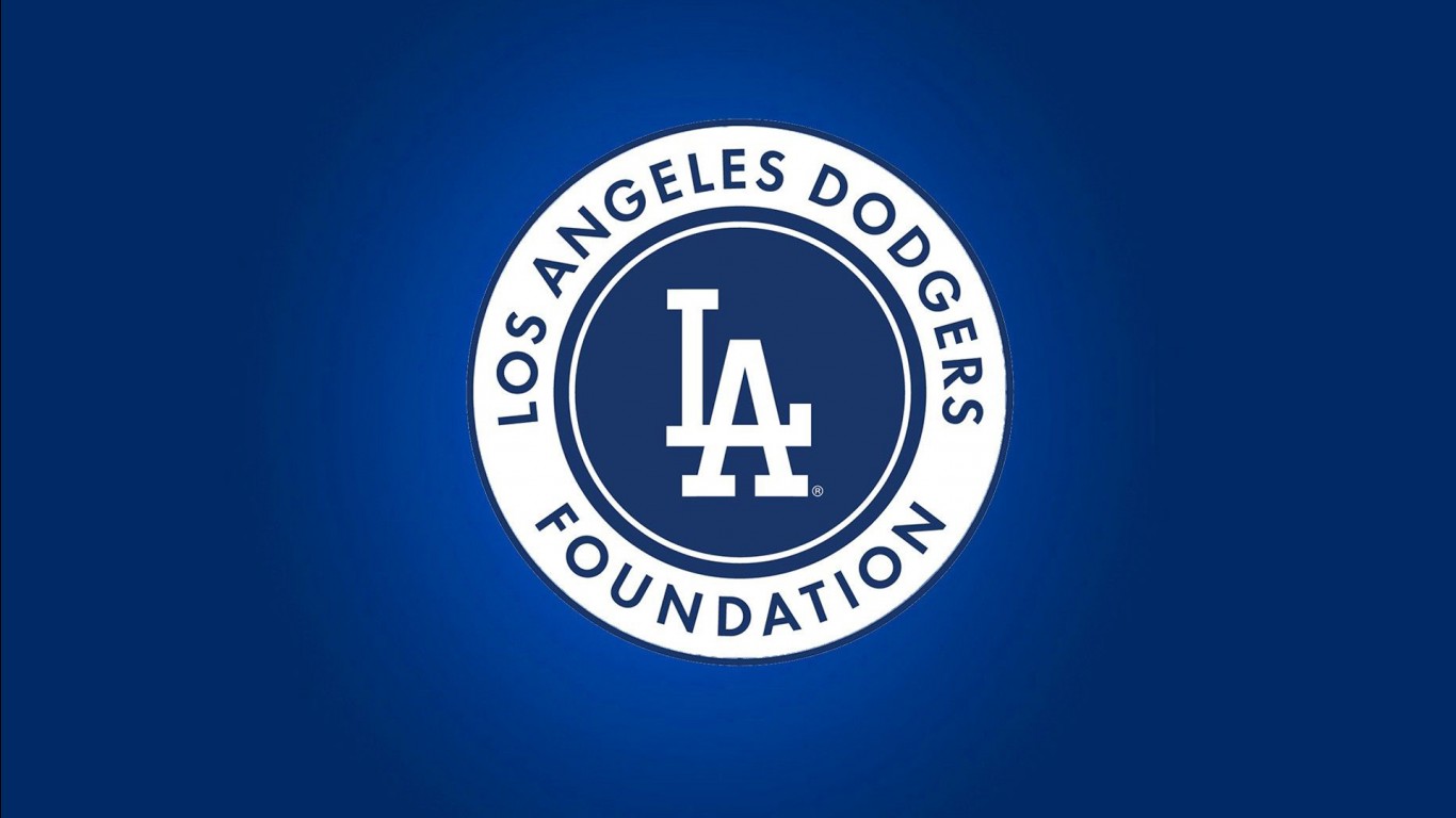 Logo Of Los Angeles Dodgers With Blue Background HD Dodgers Wallpaper