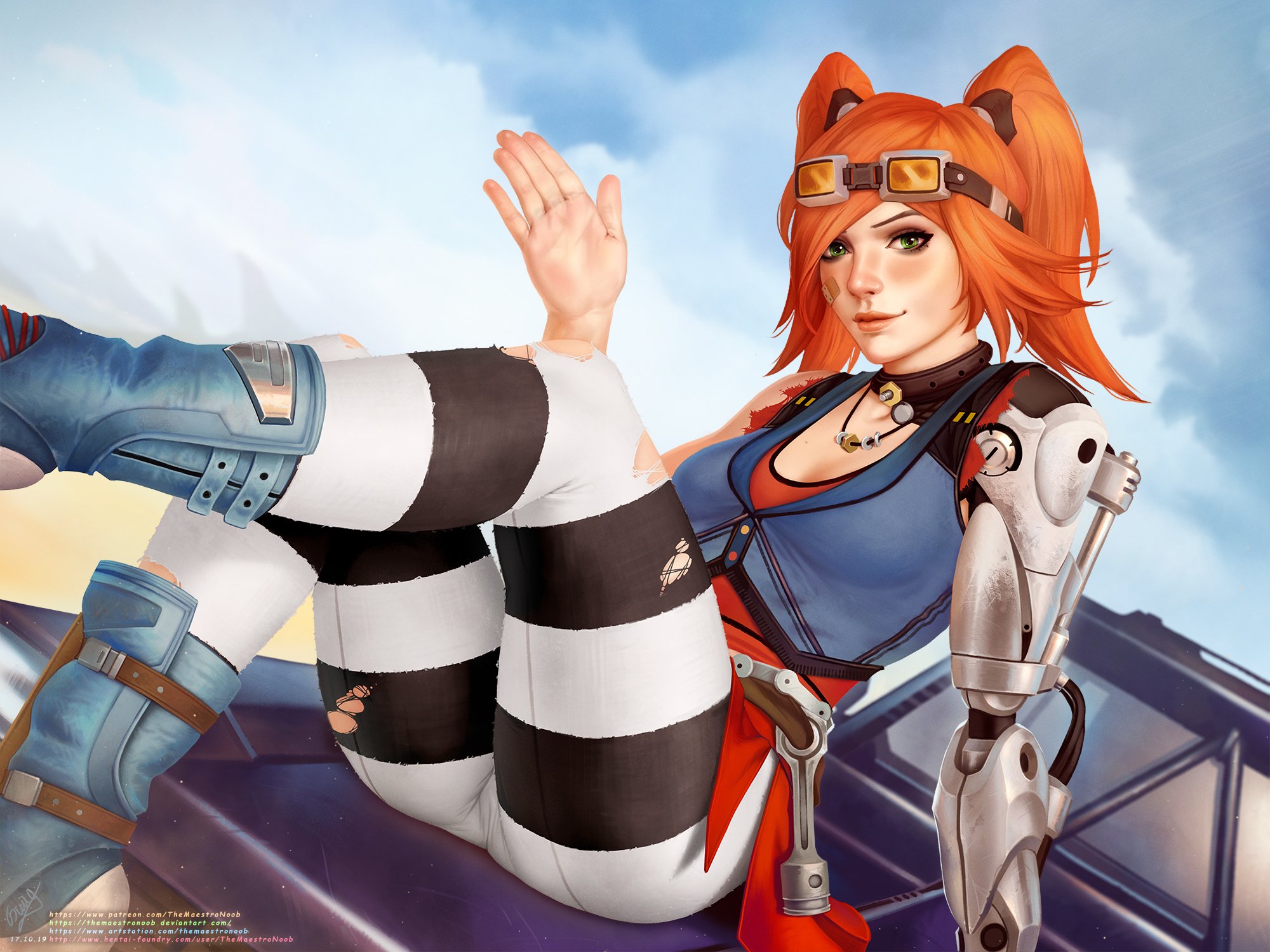 Artwork Gaige Borderlands Women Redhead Wallpaper:2000x1500