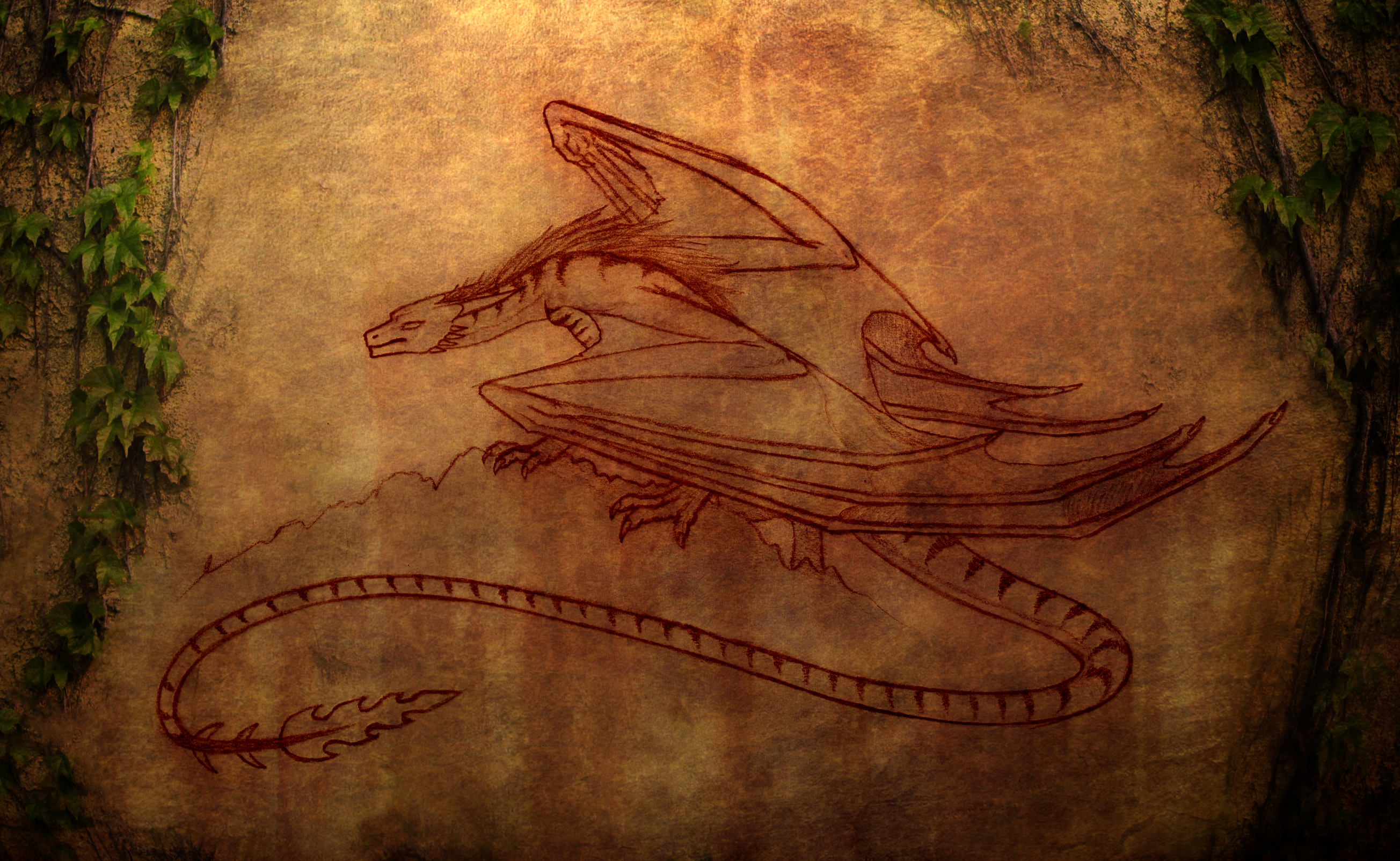 Dragon cave painting HD Wallpaper
