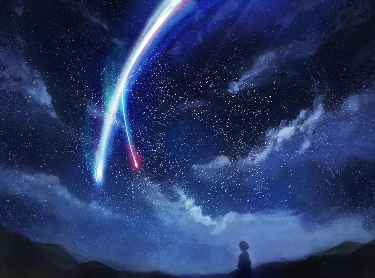Comet in the night sky [Kimi no Na wa.]. Kimi no na wa wallpaper, Your name wallpaper, Your name anime