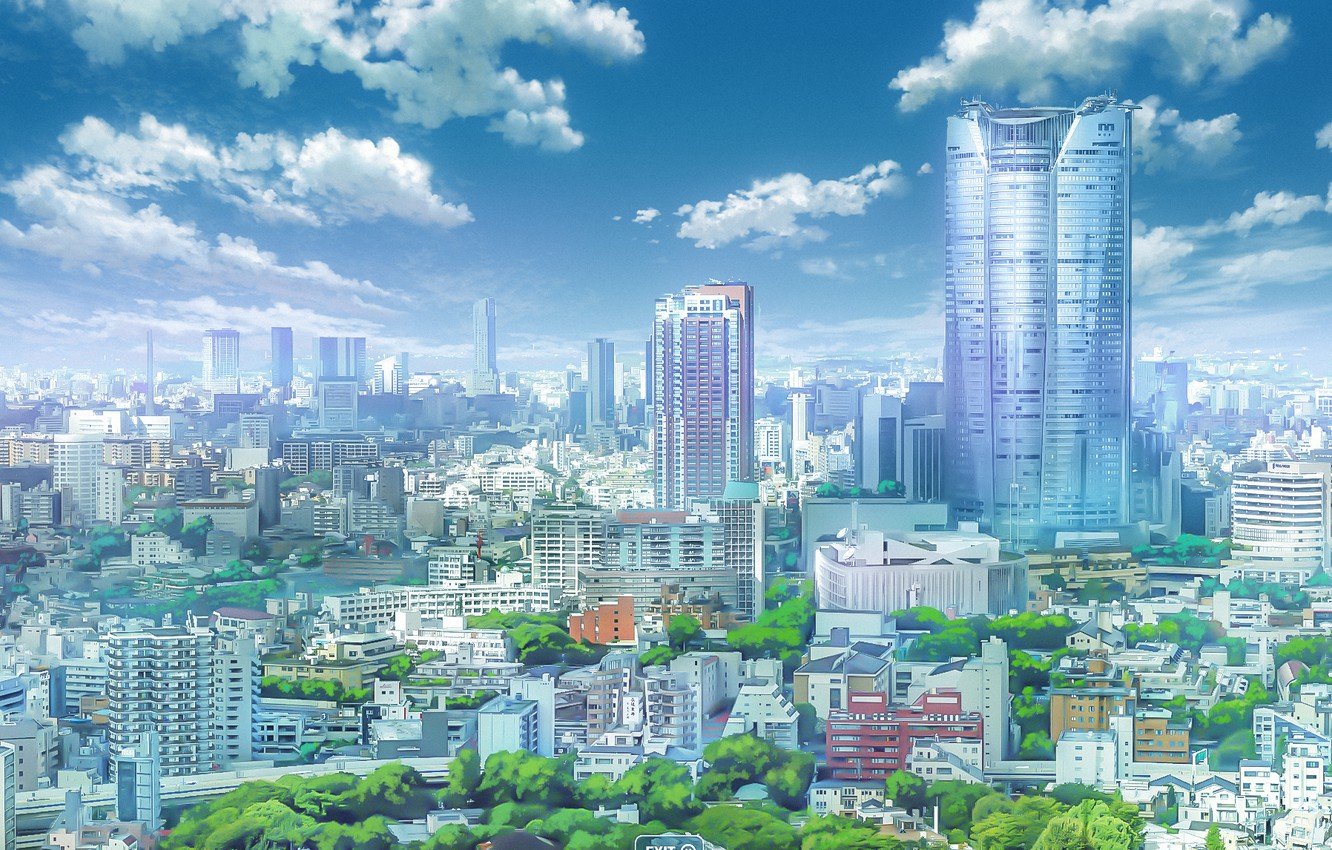 Wallpaper the sky, the city, Your Name, Kimi No VA On image for desktop, section сёдзё