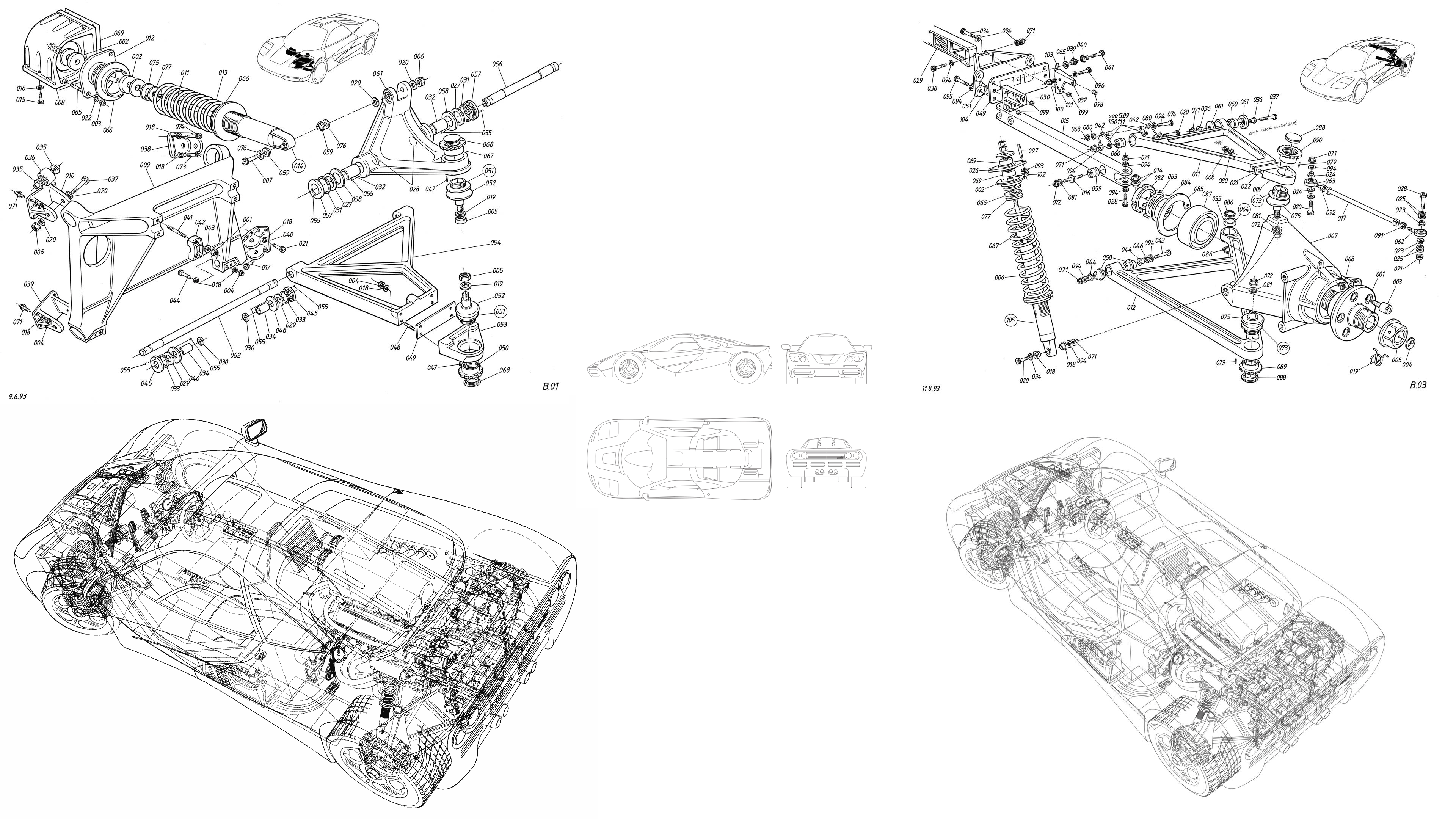Mclaren F1 Engineering Drawings [3840 × 2160]
