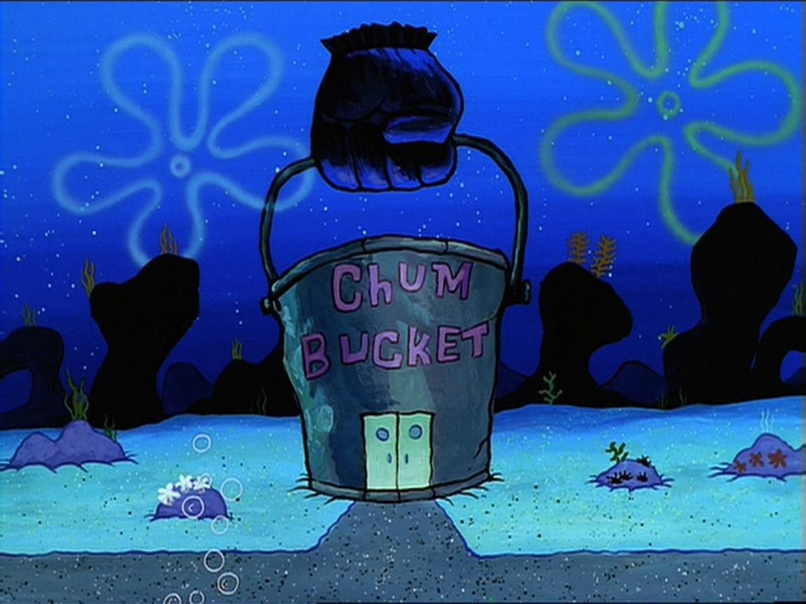 18. How is the Chum Bucket still open if it has no customers?. Chums, Bucket, Bubble buddy