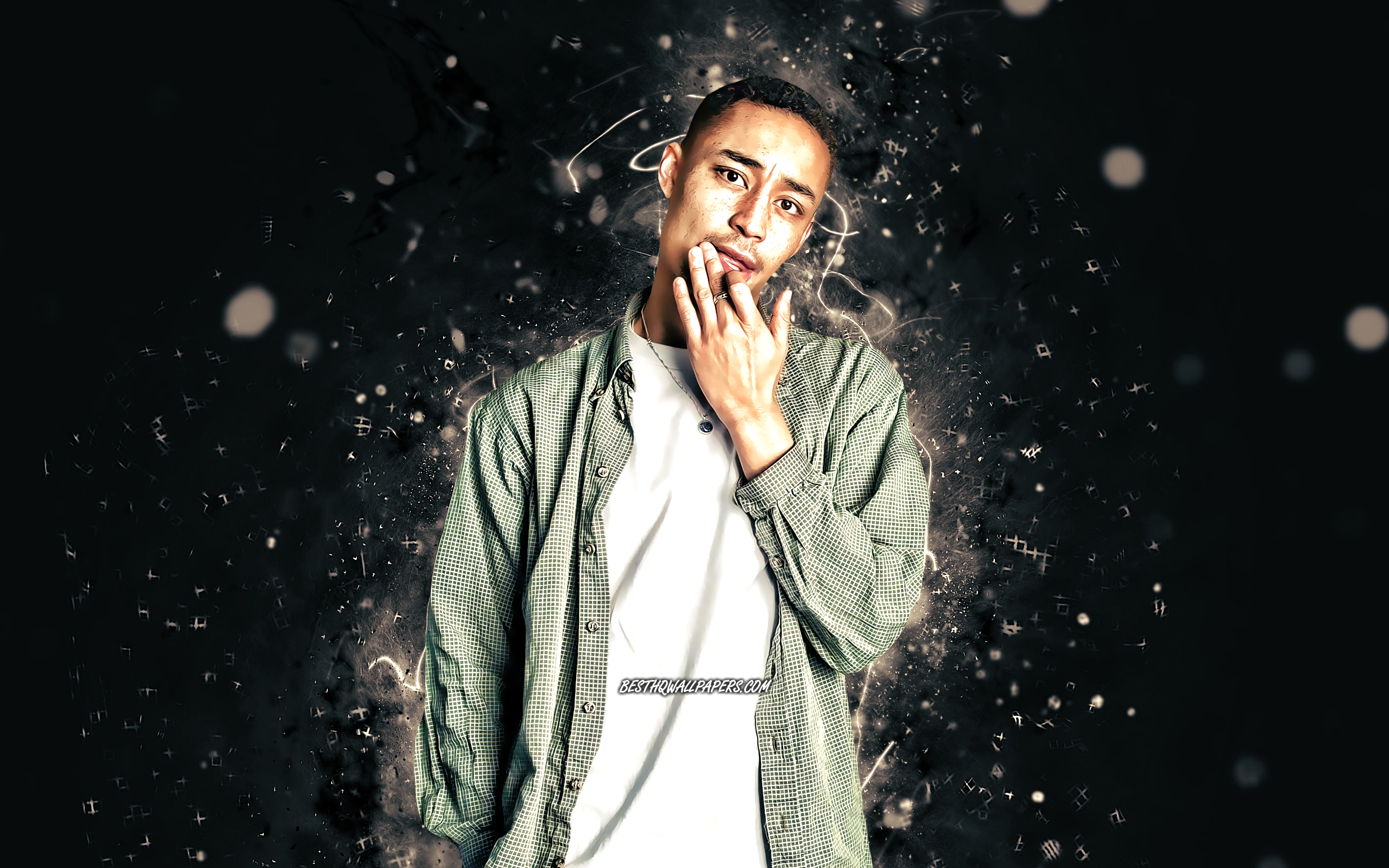 Download Wallpaper Loyle Carner, 4k, White Neon Lights, British Singer, Music Stars, British Celebrity, Benjamin Gerard Coyle Larner, Superstars, Loyle Carner 4K For Desktop With Resolution 3840x2400. High Quality HD Picture Wallpaper