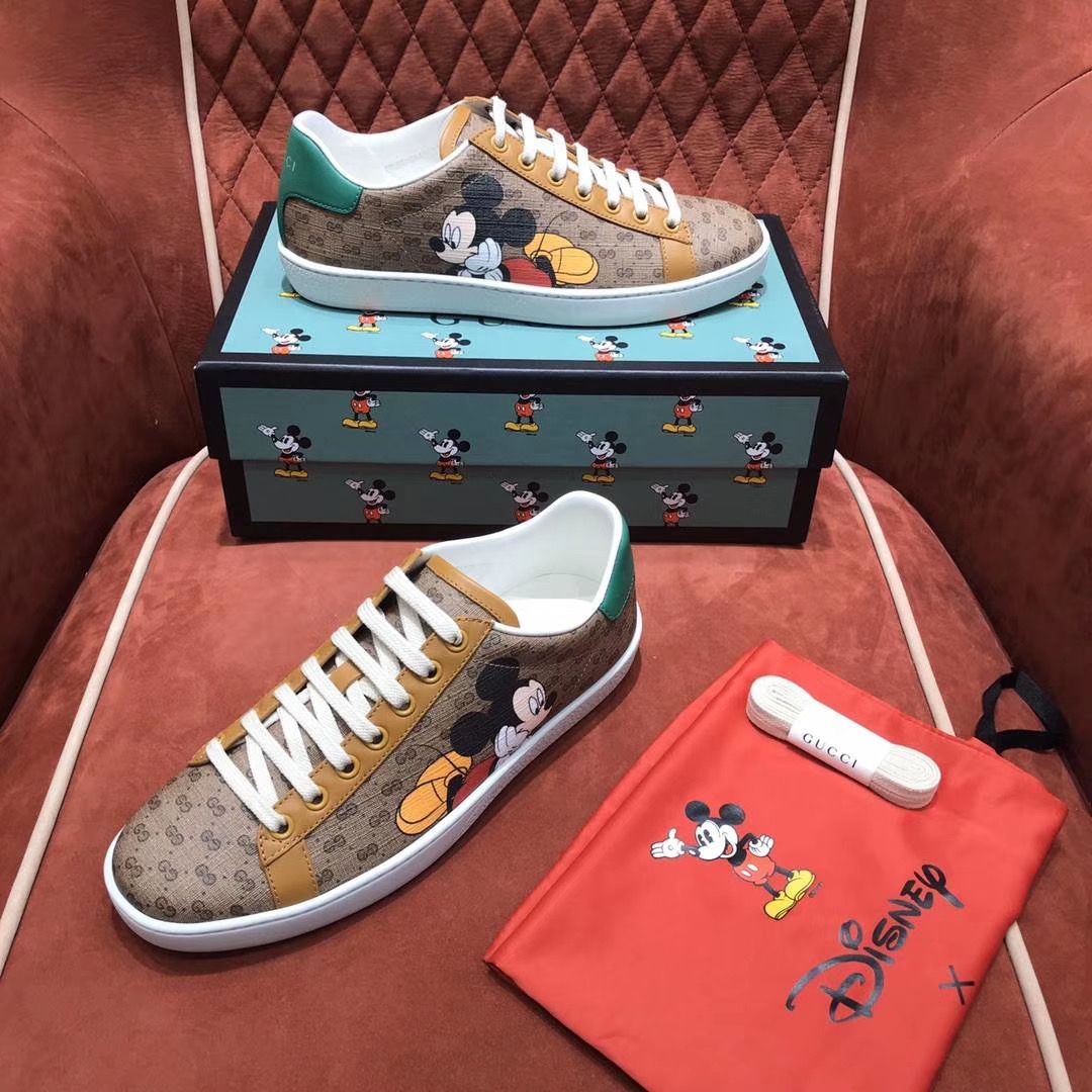 Gucci Disney X GG Supreme Canvas Mickey Mouse Print Women's Ace Sneakers 604049 HZE10 8484. Sneakers, Gucci, Sneaker closet