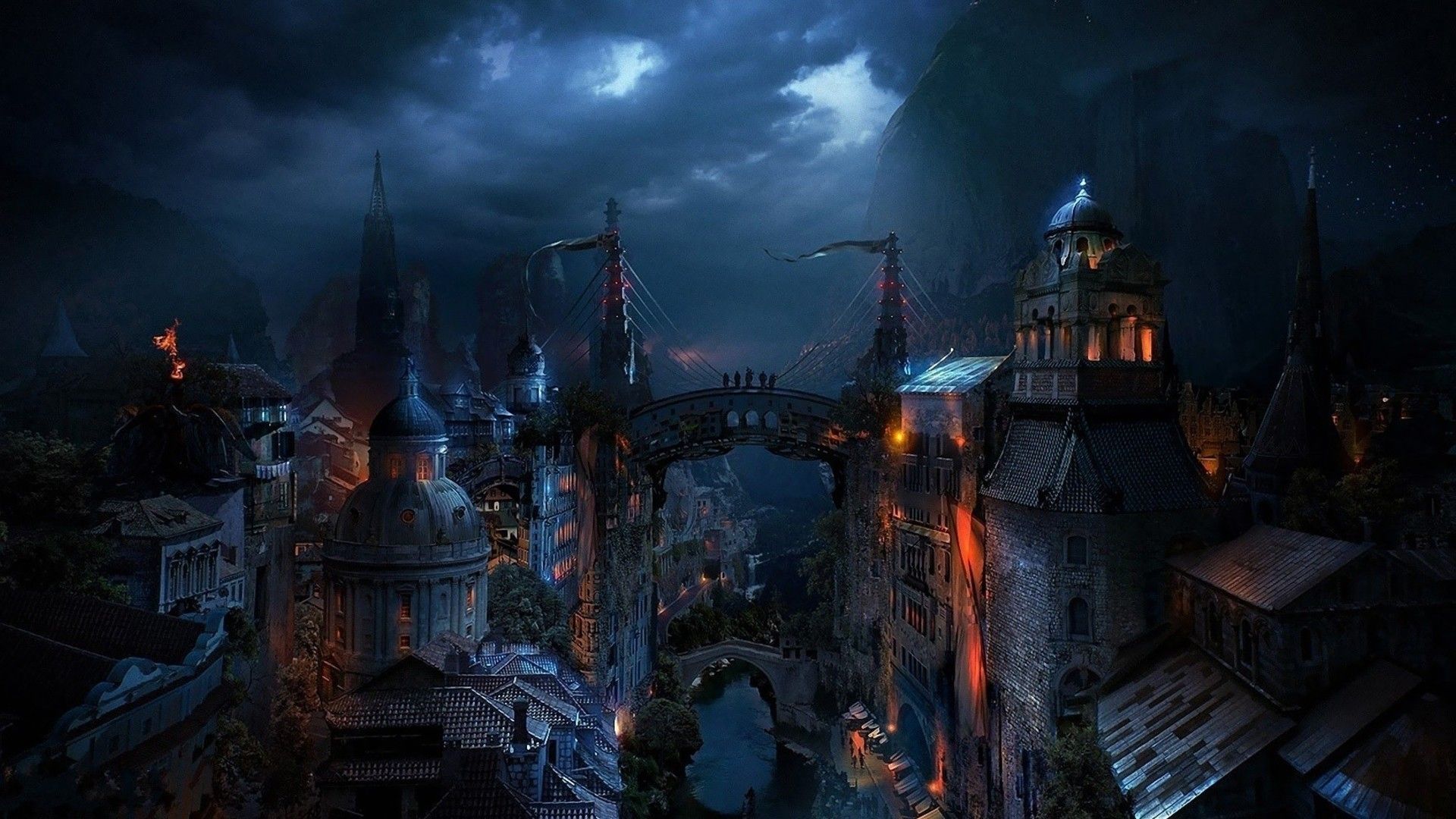 Fantasy Cities Art HD Wallpaper Dark City