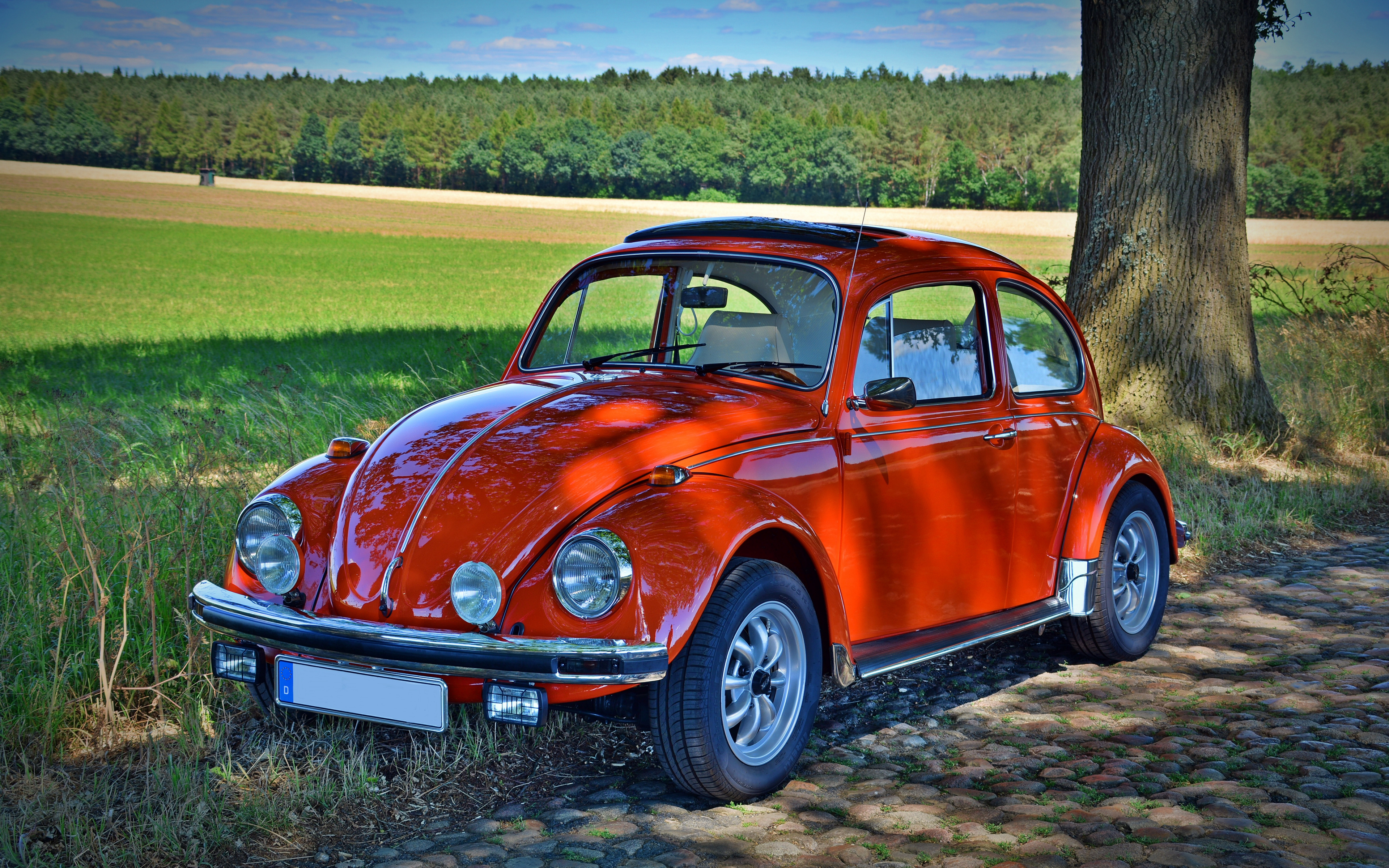 Download Volkswagen Beetle, red, classic car wallpaper, 3840x 4K Ultra HD 16: Widescreen
