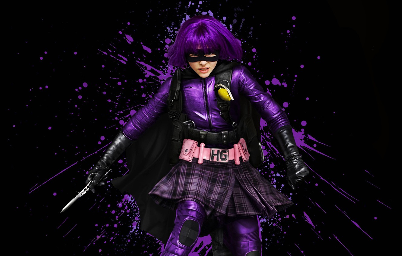 Wallpaper Mask, Costume, Knife, Black Background, Vest, Hit Girl, Chloe Grace Moretz, Chloë Grace Moretz, Kick Ass 2, Kick Ass For Desktop, Section фильмы
