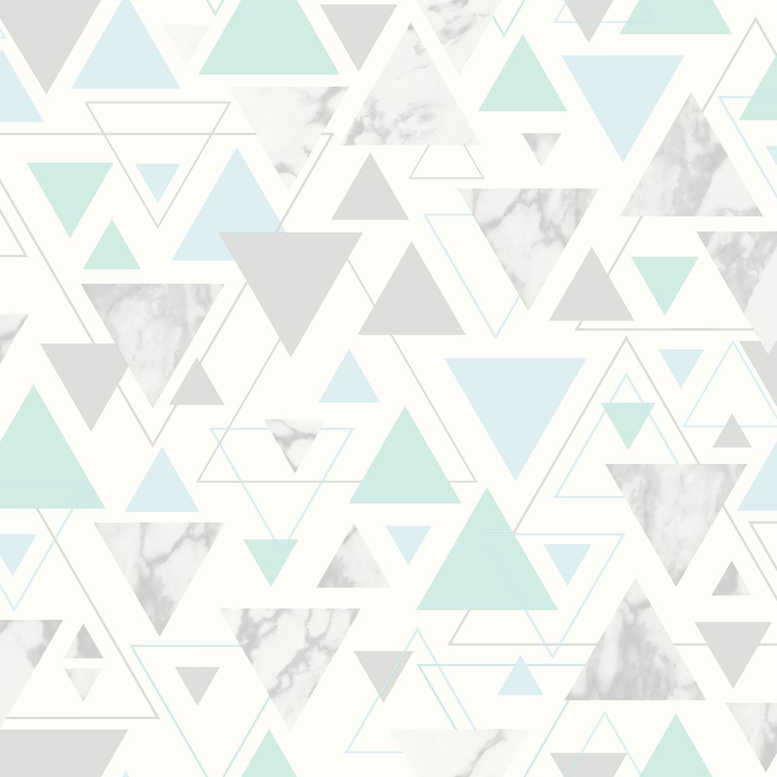CHANTILLY GEOMETRIC MARBLE TRIANGLE WALLPAPER DEBONA TEAL / GREY 5015 5060119353706
