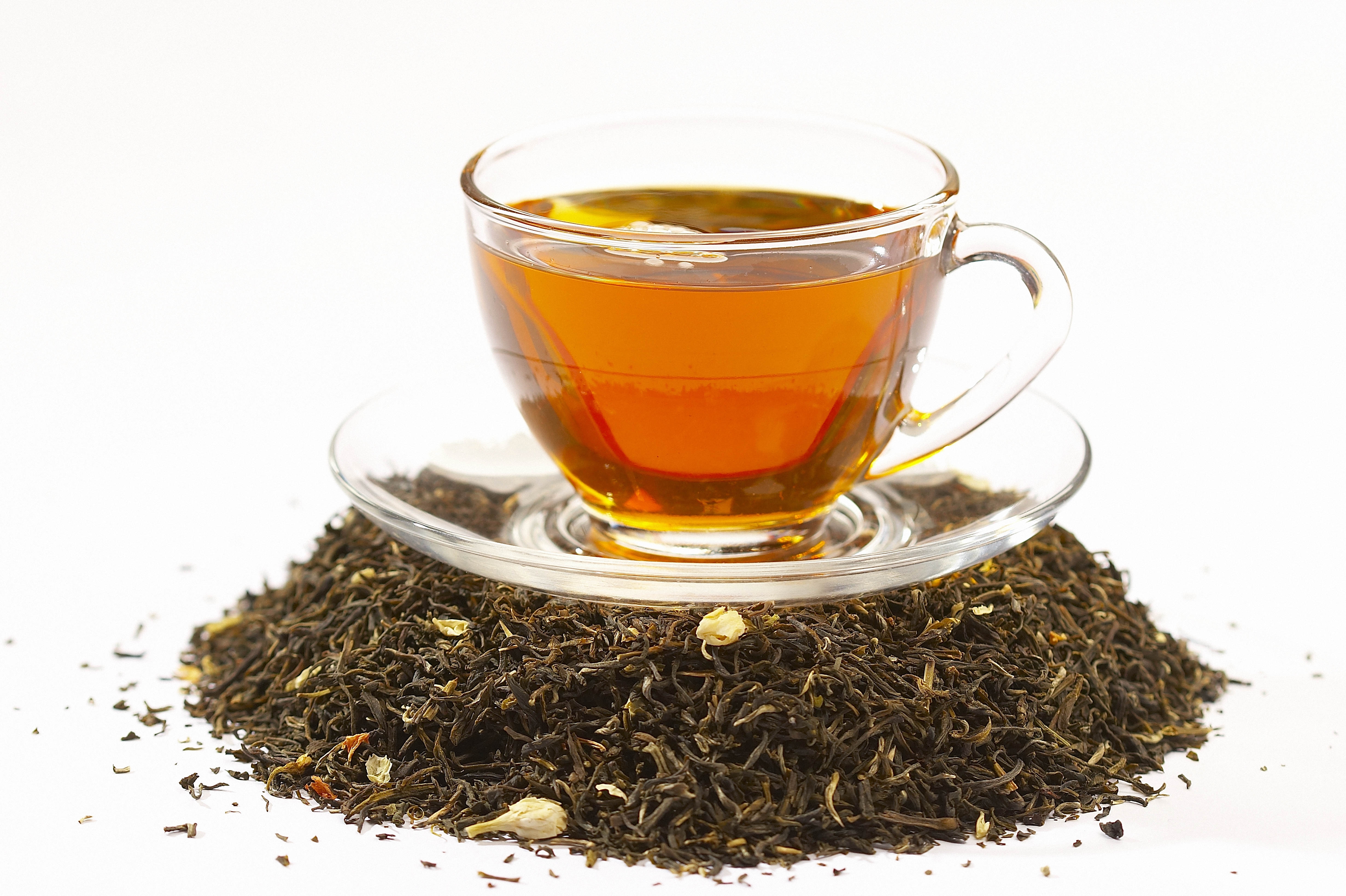 Wallpaper, cup, tea leaves, white background 4924x3277